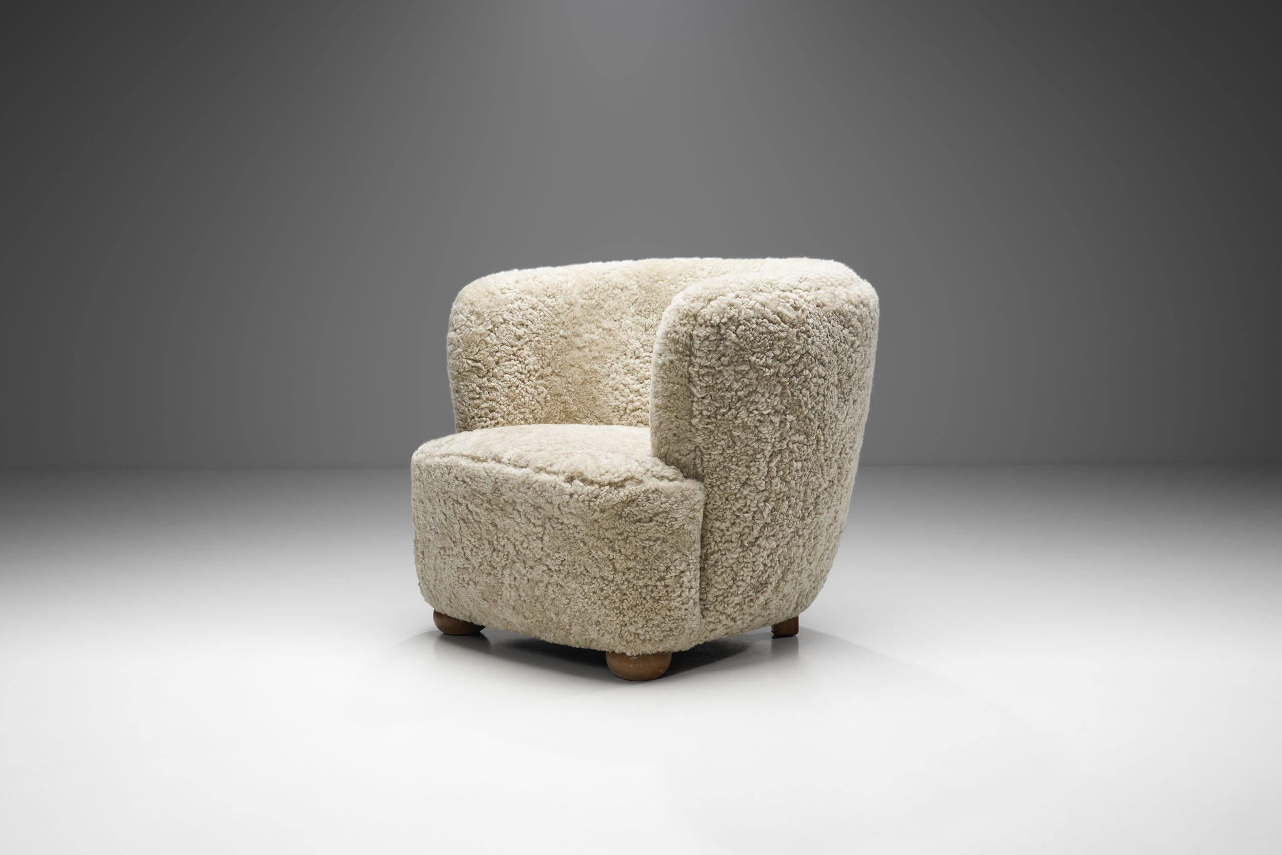 Danish Cabinetmaker Lounge Chair in Sheepskin, Denmark 1940s