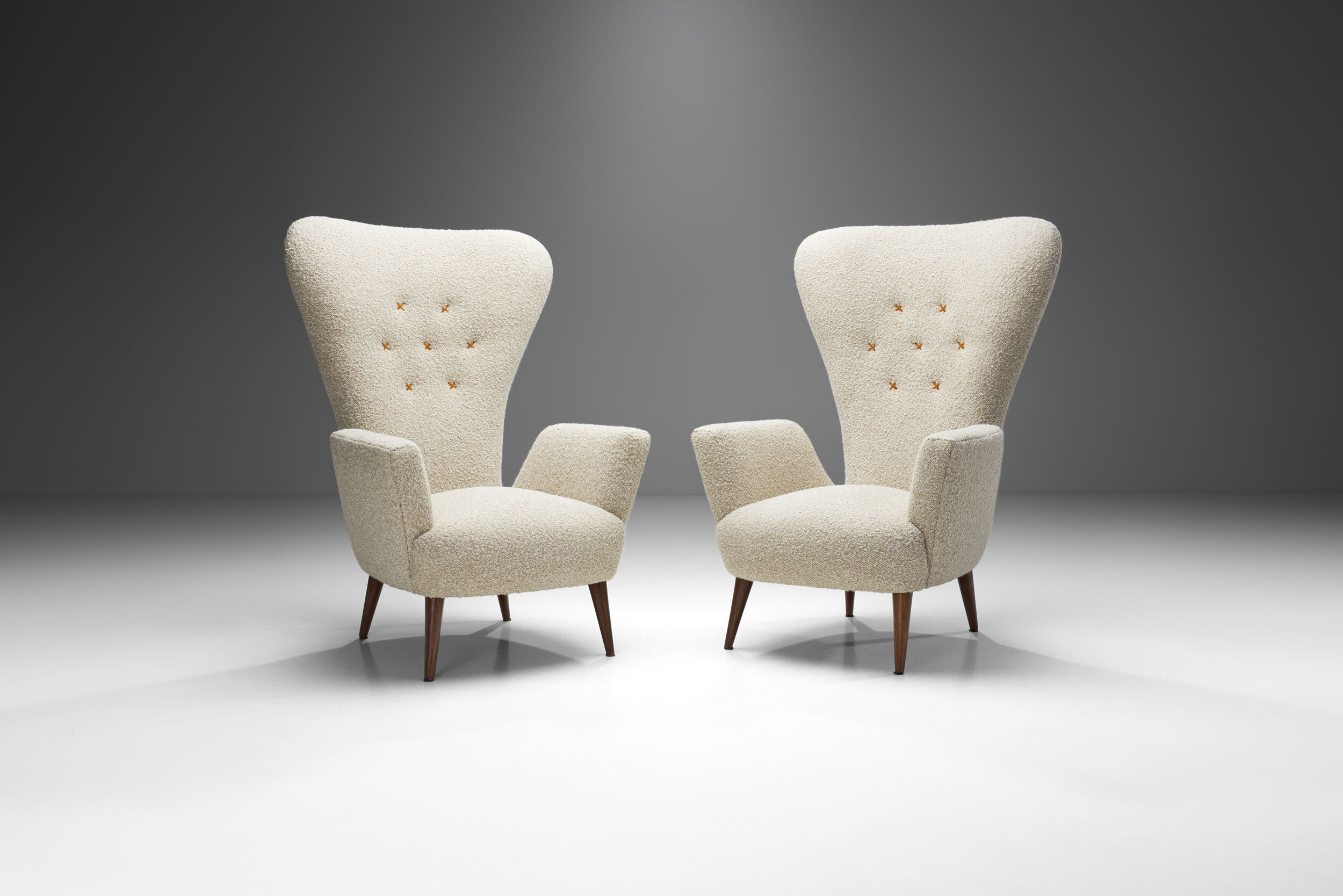 Pair of Italian Modern High Back Chairs by Paolo Buffa (attr.), Italy 1950s (sold)
