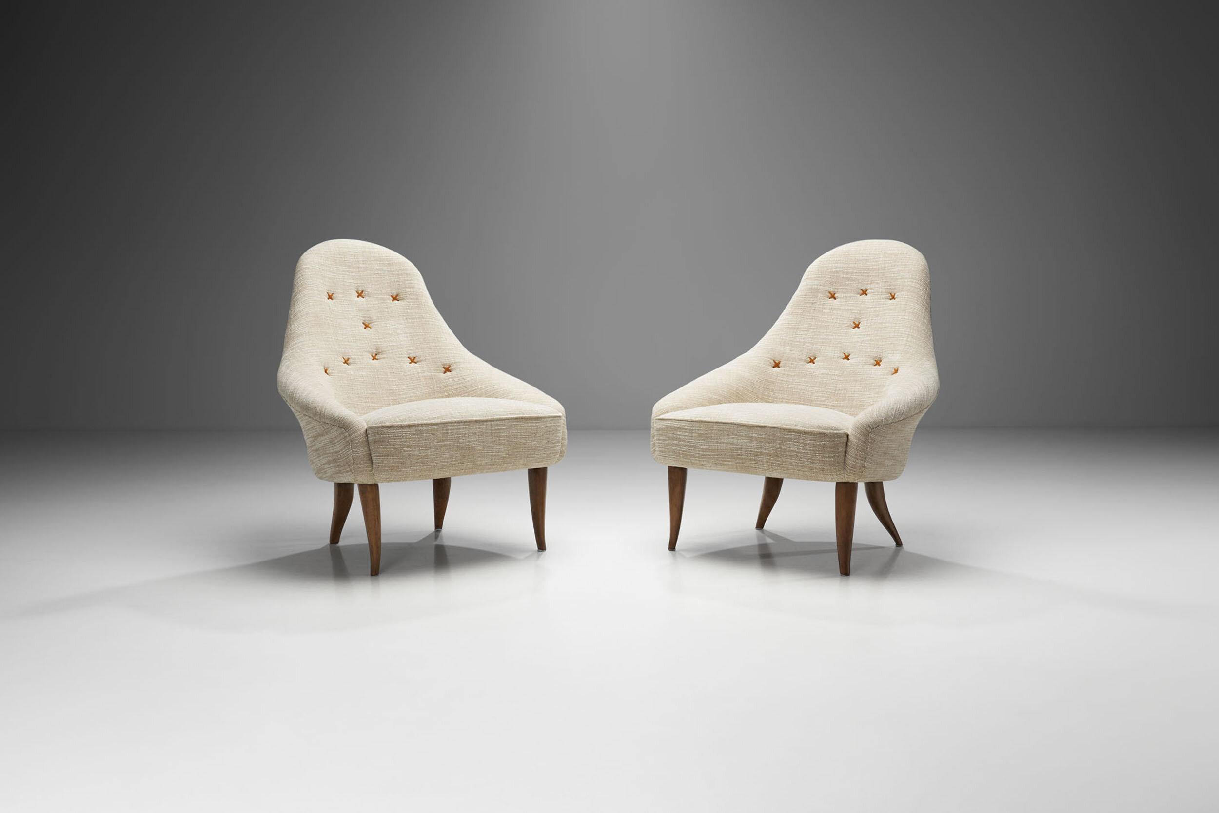 Pair of "Lilla Eva" Chairs by Kerstin Hörlin-Holmquist for Nordiska Kompaniet, Sweden 1950s