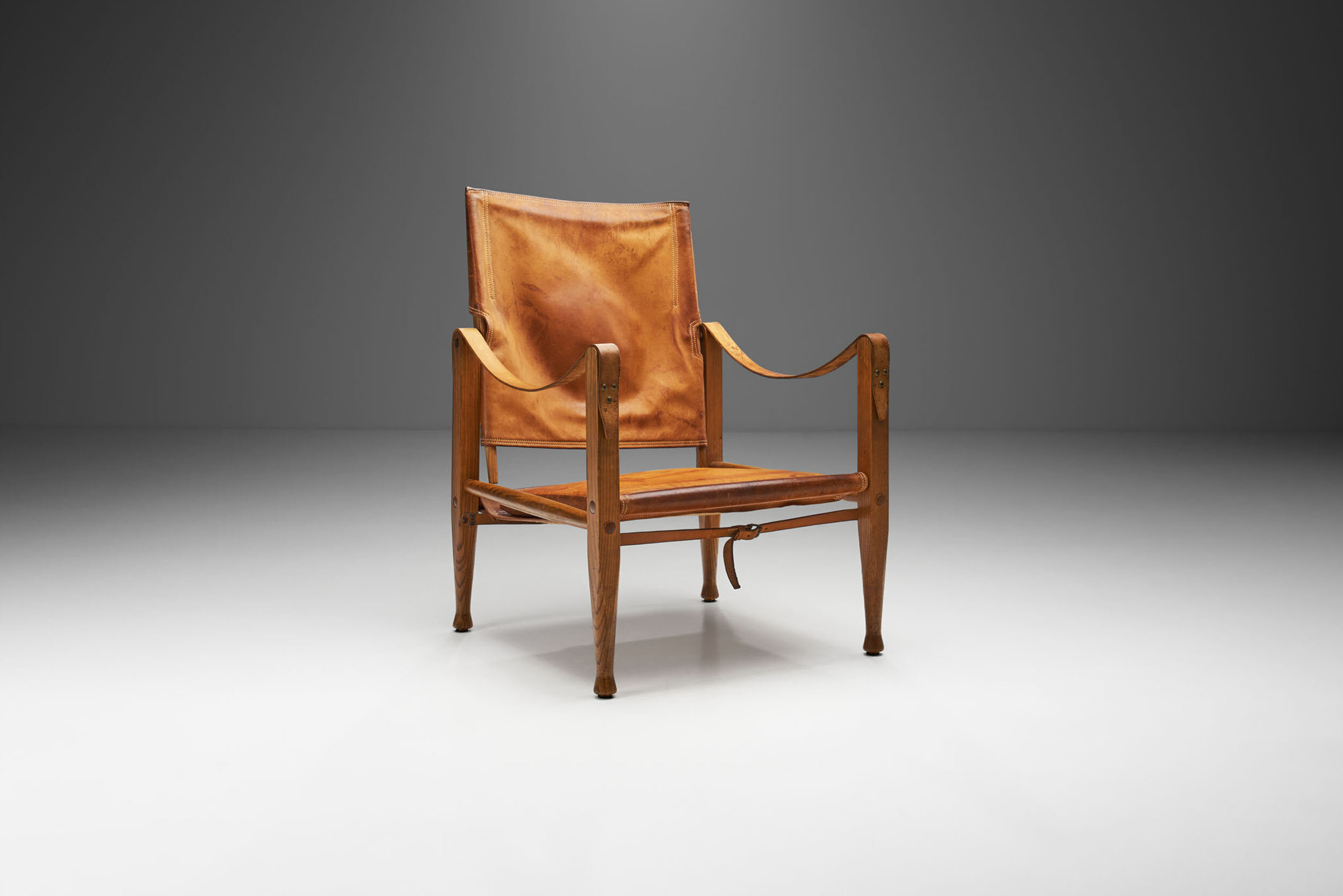 Kaare Klint KK47000 "Safari" Chair in Patinated Leather for Rud. Rasmussens Cabinetmakers, Denmark 1930s