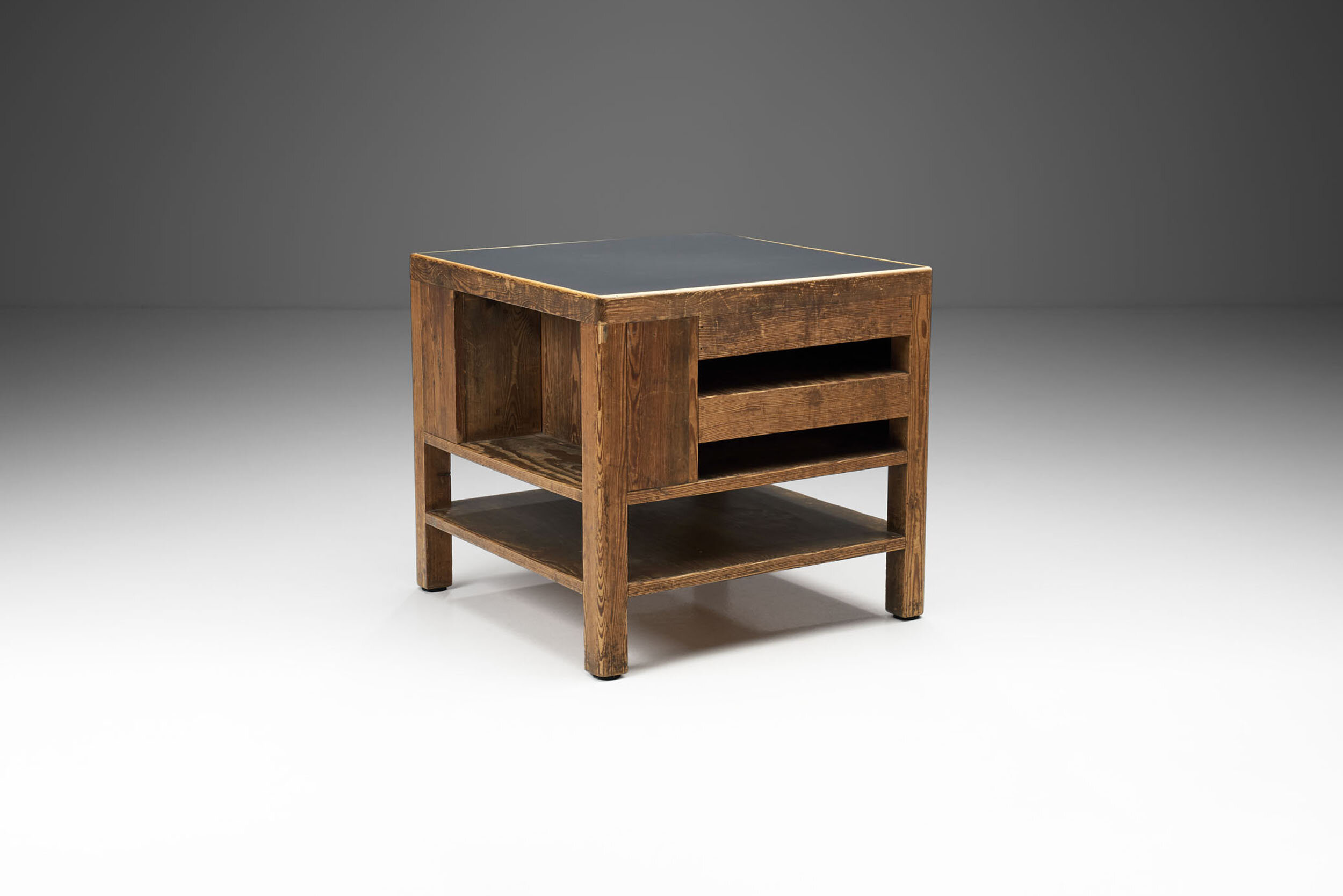 Scandinavian Pinewood Coffee Table with Black Tabletop, Denmark 1940s (sold)