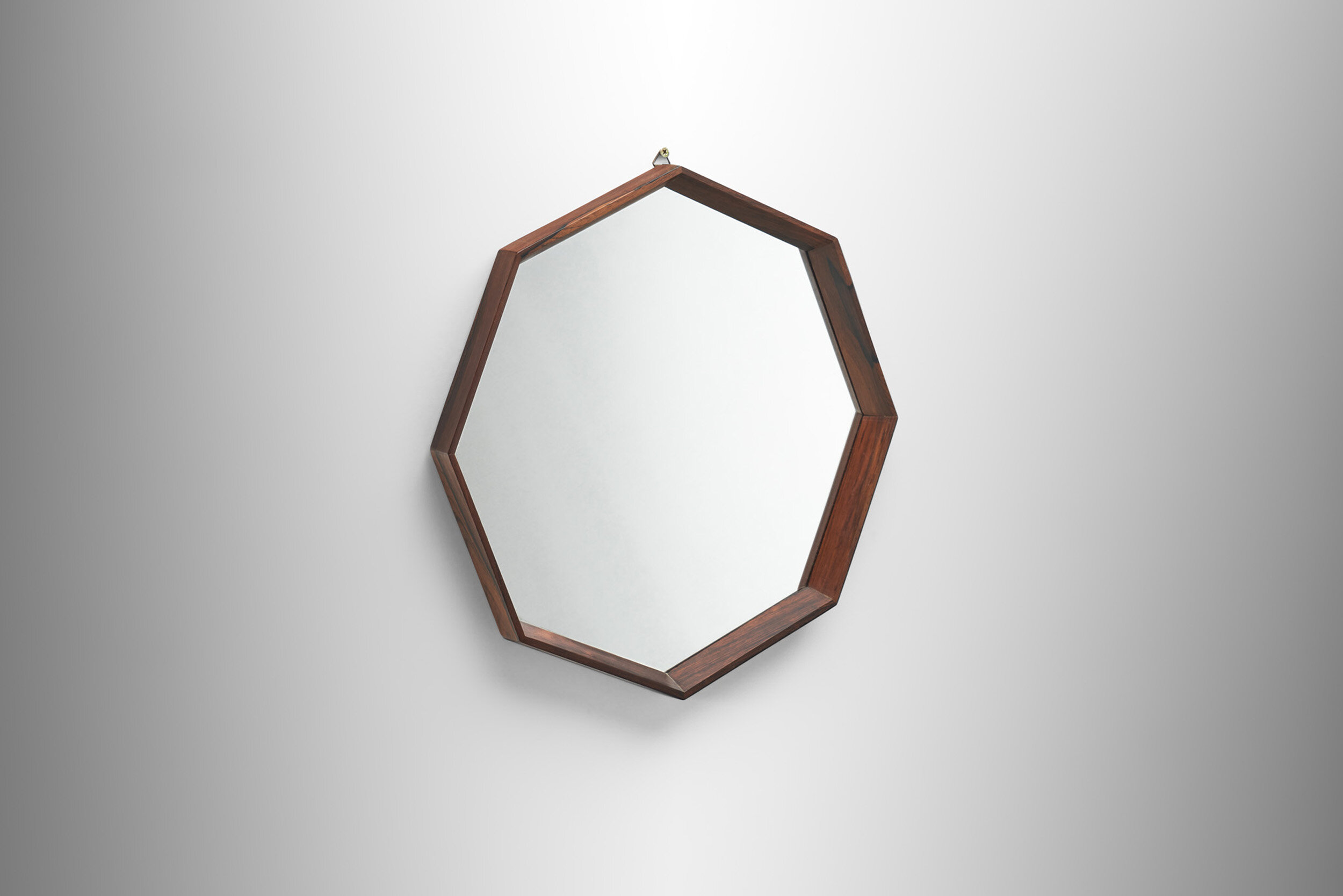 Danish Octagonal Wood Mirror, Denmark 1960s (sold)