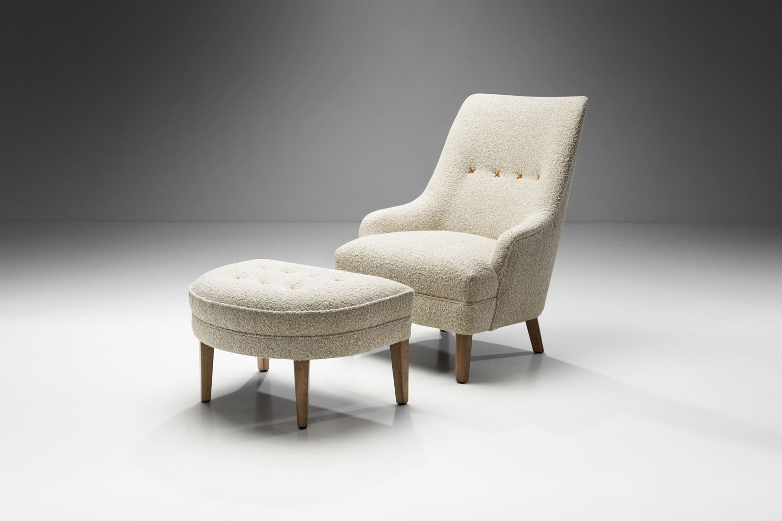 Swedish Armchair with Footstool, Sweden ca 1950s (sold)