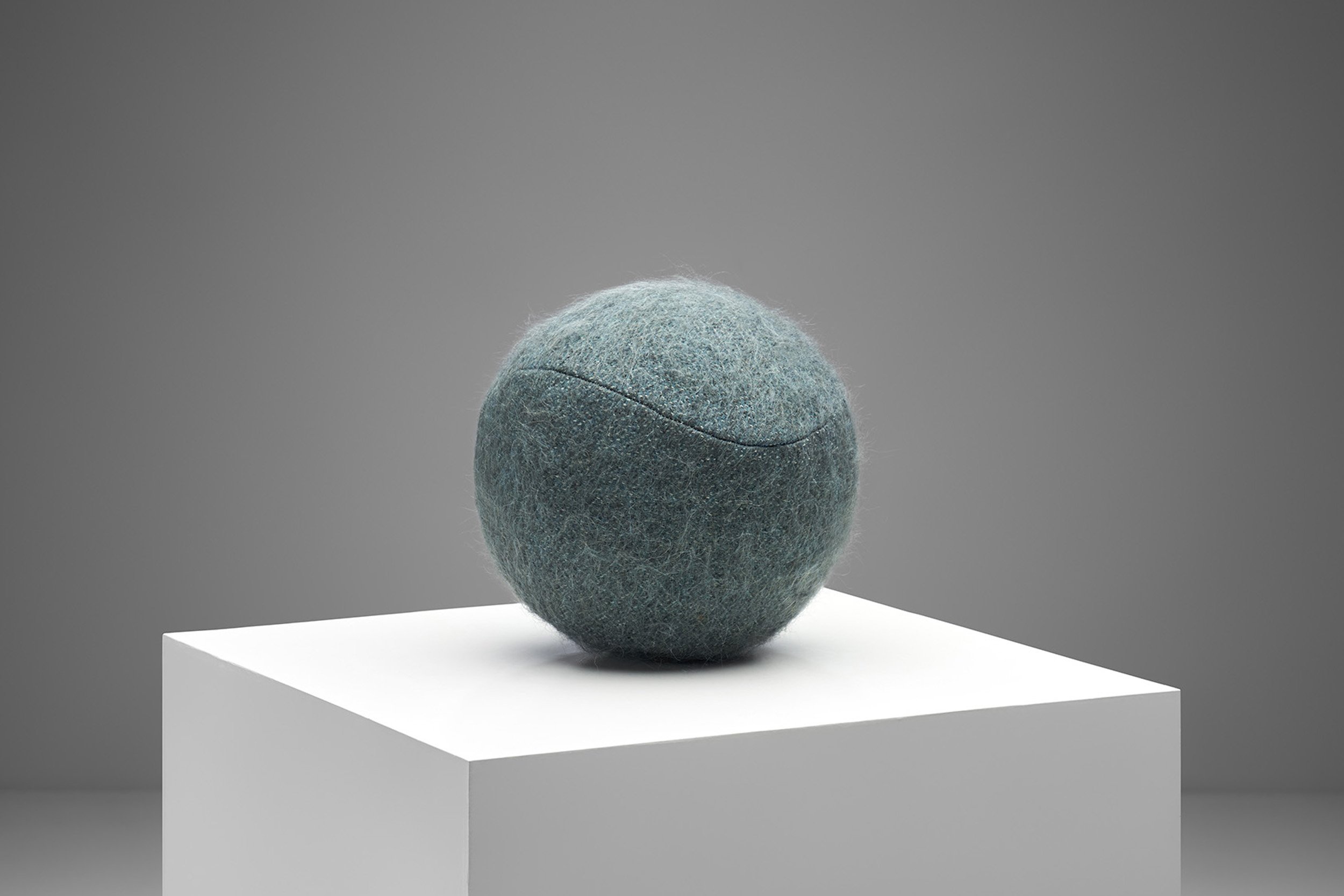 Firm Accent Ball Pillow in Bluish-Grey Fabric