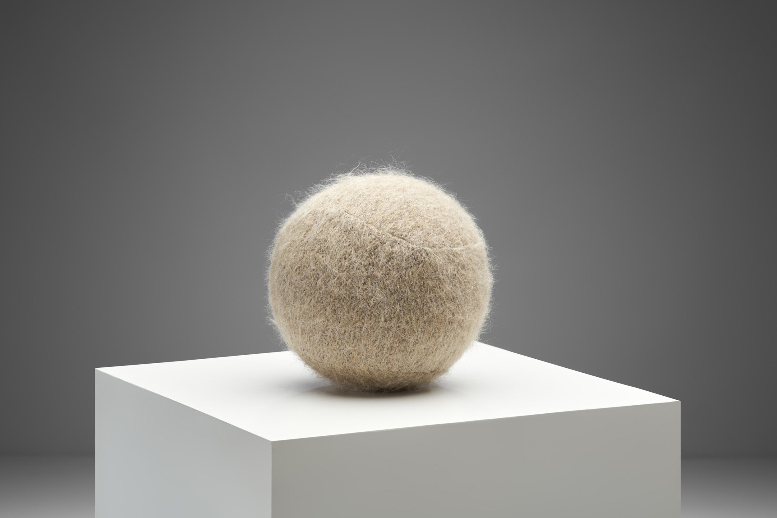 Firm Accent Ball Pillow in Sand Coloured Fabric