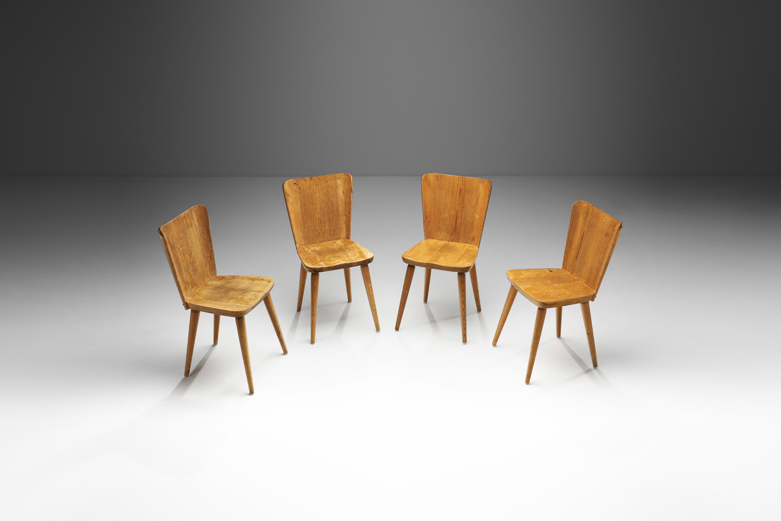 Set of Four Göran Malmvall "501" Pine Dining Chairs for Karl Andersson & Söner, Sweden 1950s