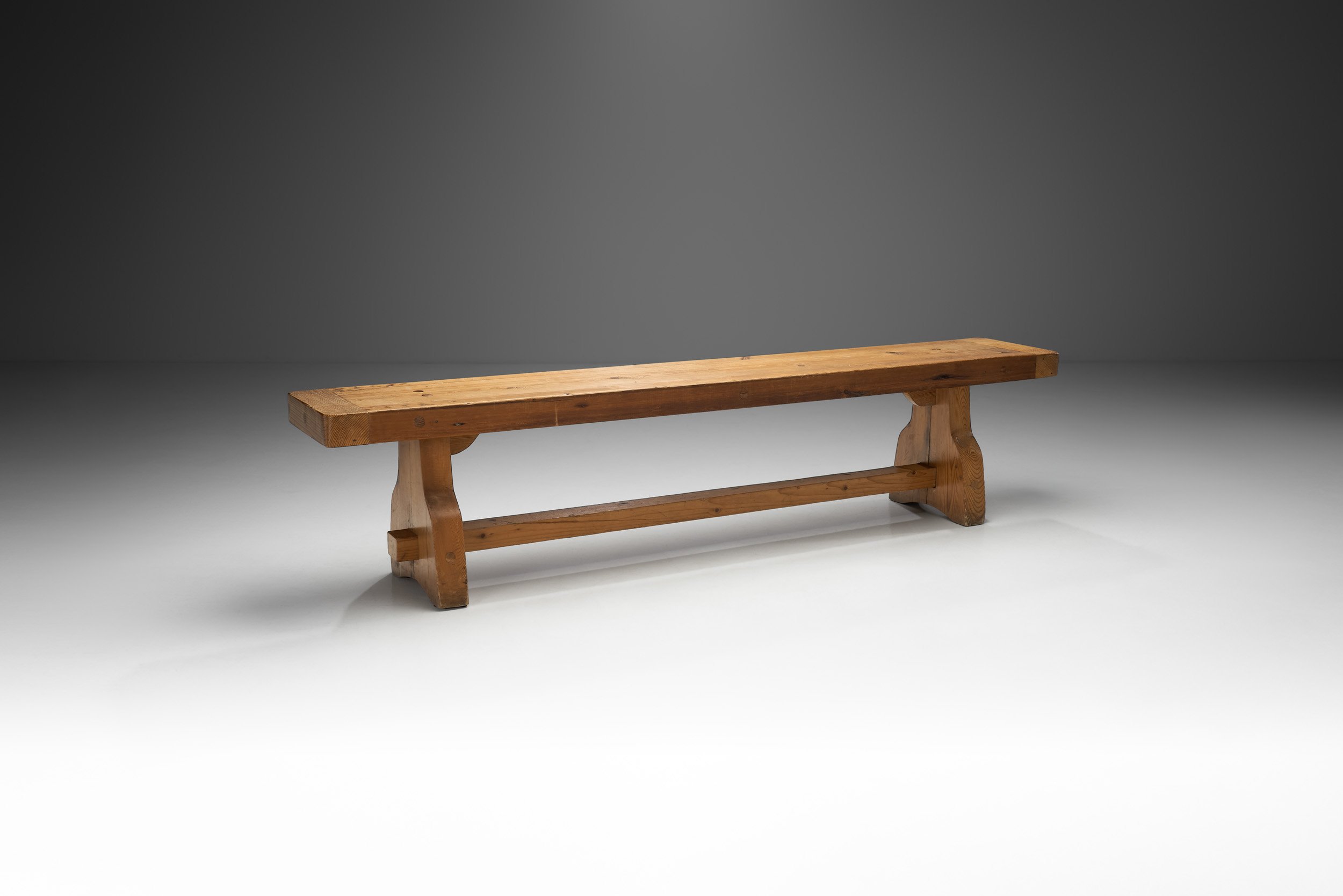 European Brutalist Oak Bench, Europe ca 1950s (sold)
