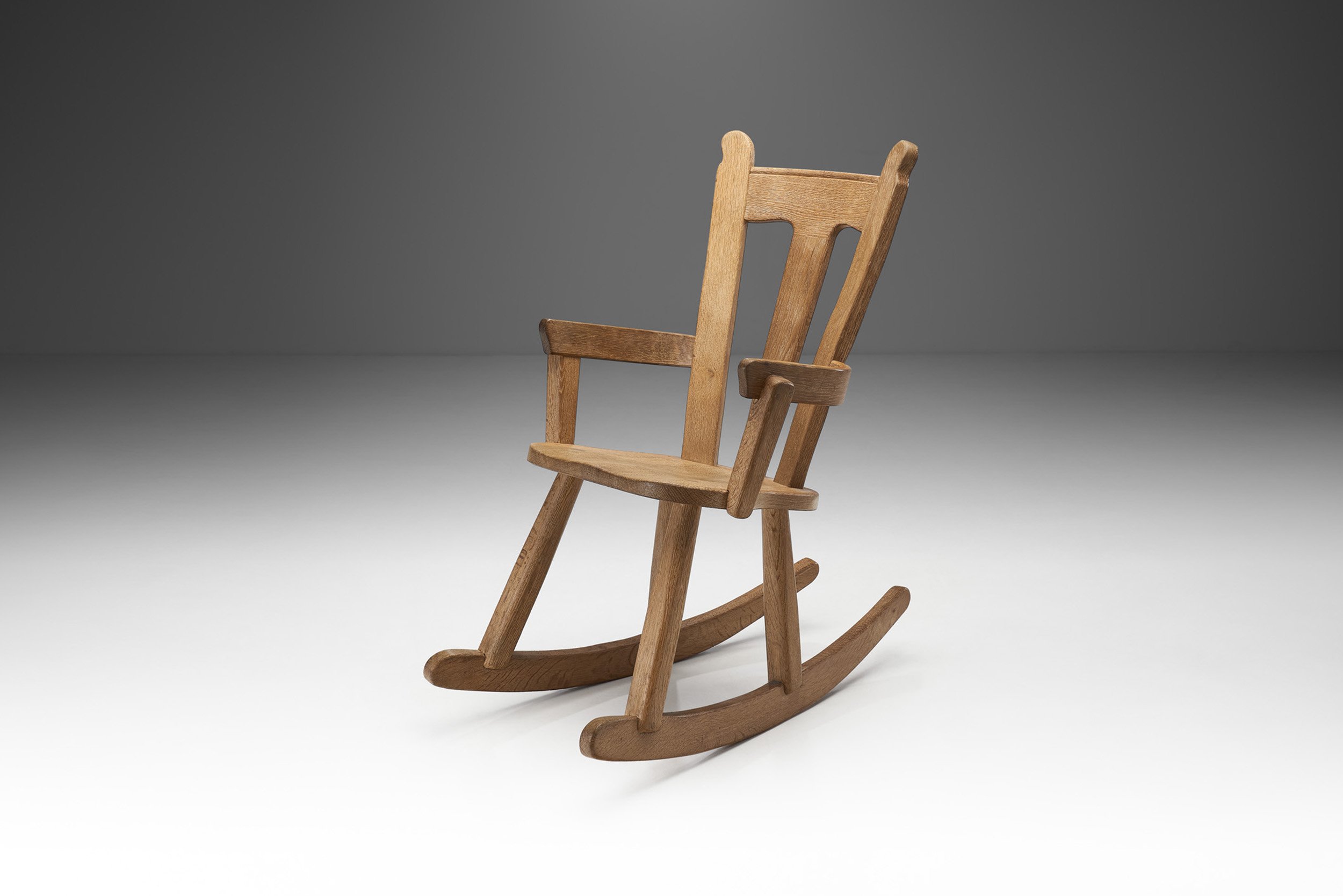 Scandinavian Brutalist Oak rocking Chair, Scandinavia 1970s
