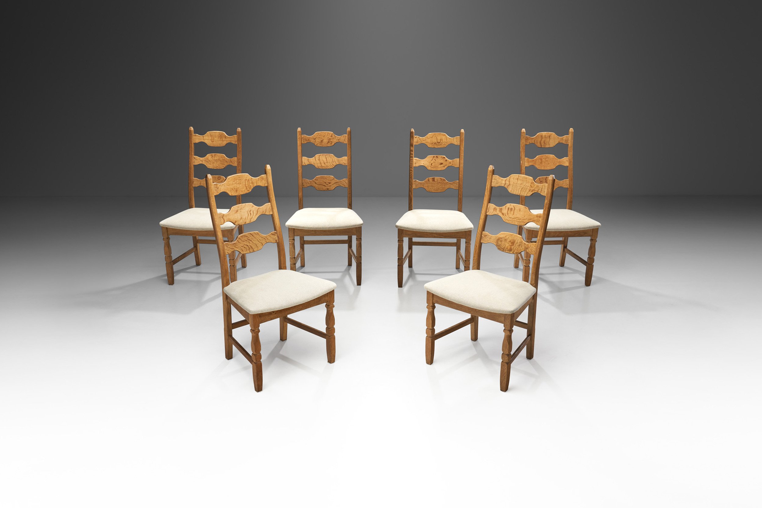 Henning Kjærnulf Set of Six "Razorblade" Chairs for EG Kvalitetsmöbel, Denmark 1960s
