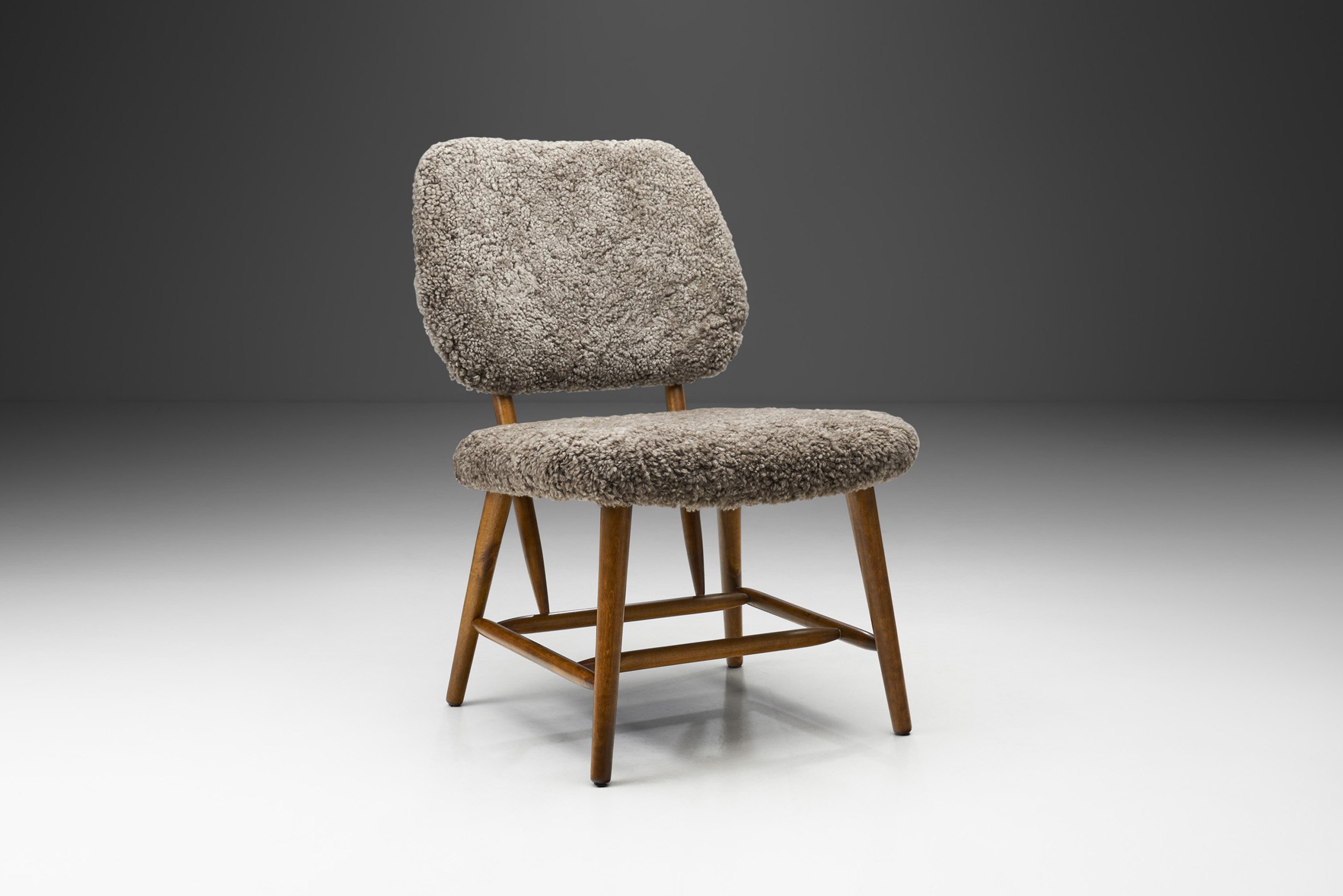 Swedish Mid-Century Easy Chair with Sheepskin, Sweden 1950s (sold)