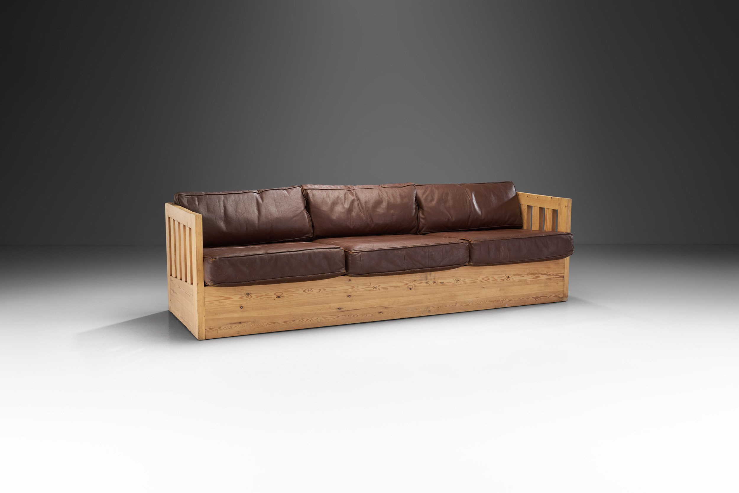 Mid-Century European Pine Wood Sofa, Europe ca 1970s