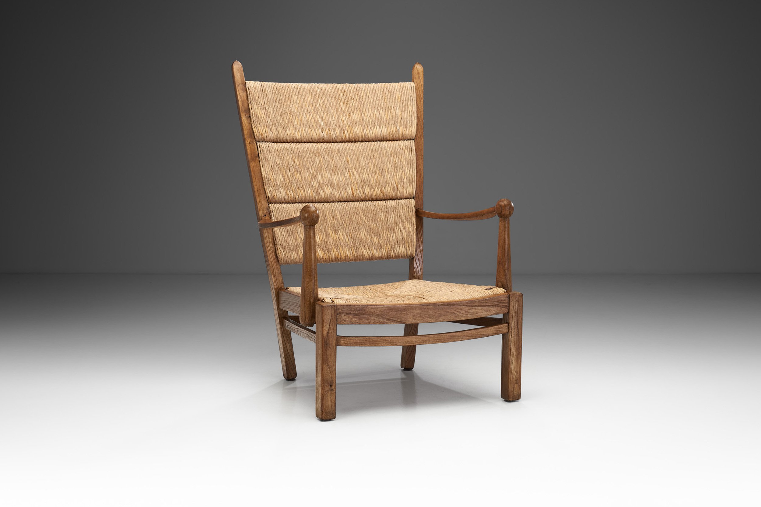 Bas van Pelt Oak and Rush Armchair, The Netherlands 1940s (sold)