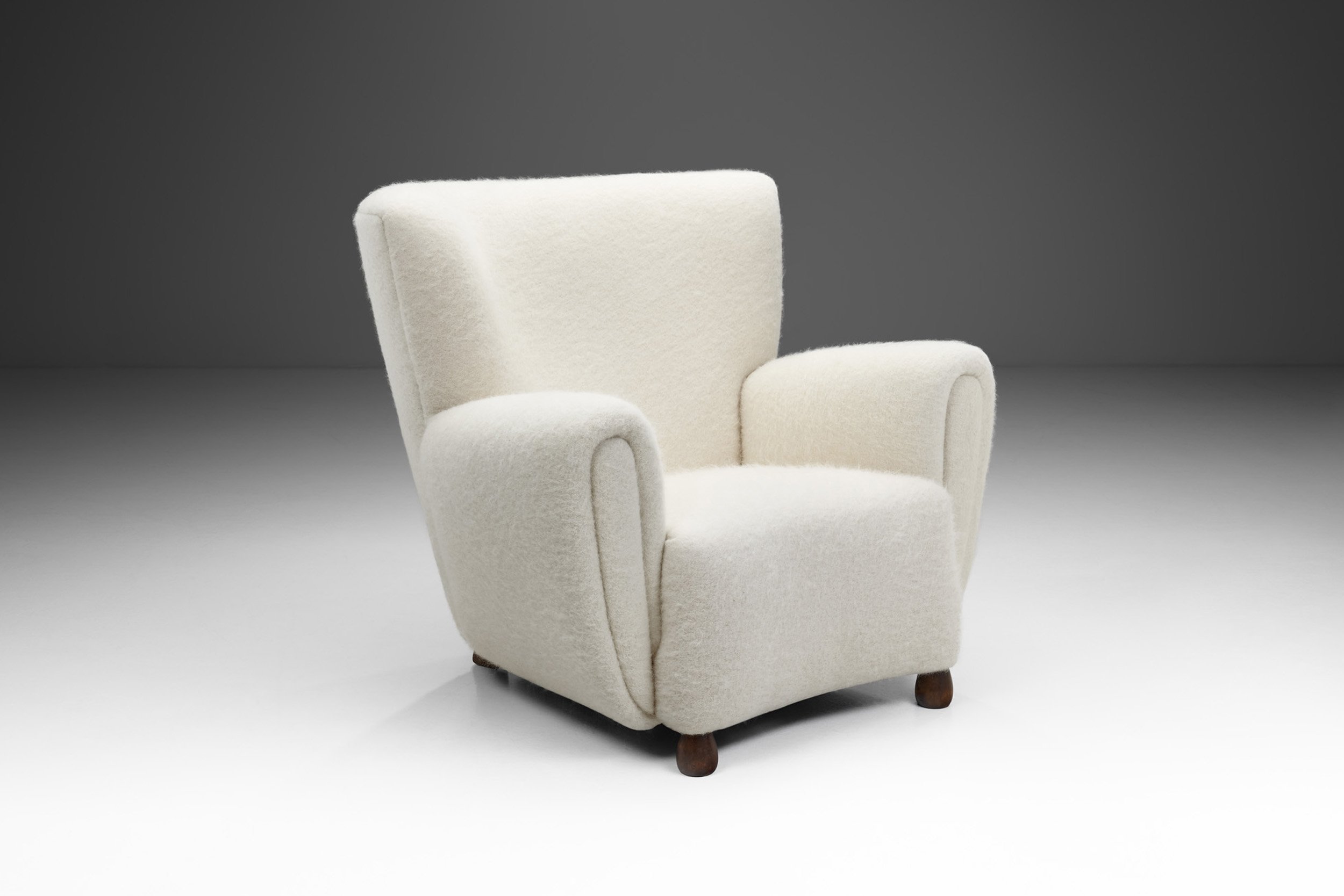 Scandinavian Cabinetmaker Upholstered Armchair, Scandinavia 1940s (sold)
