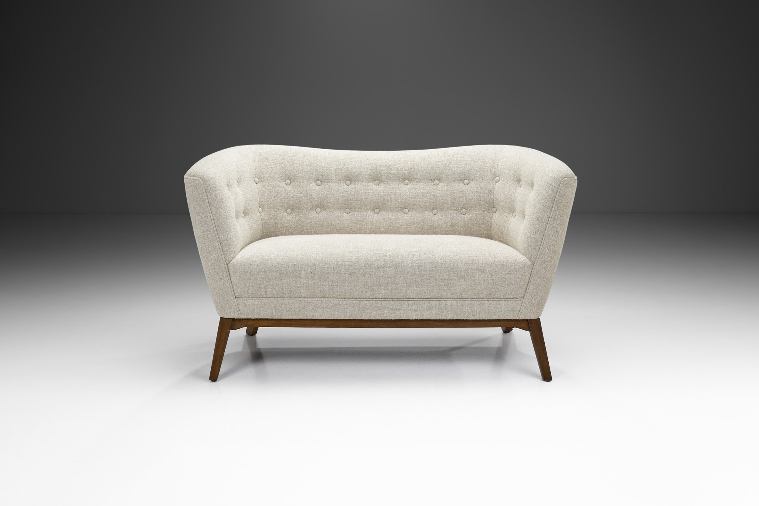 Danish Upholstered Two-Seater Sofa with Beech Legs, Denmark ca 1950s (sold)