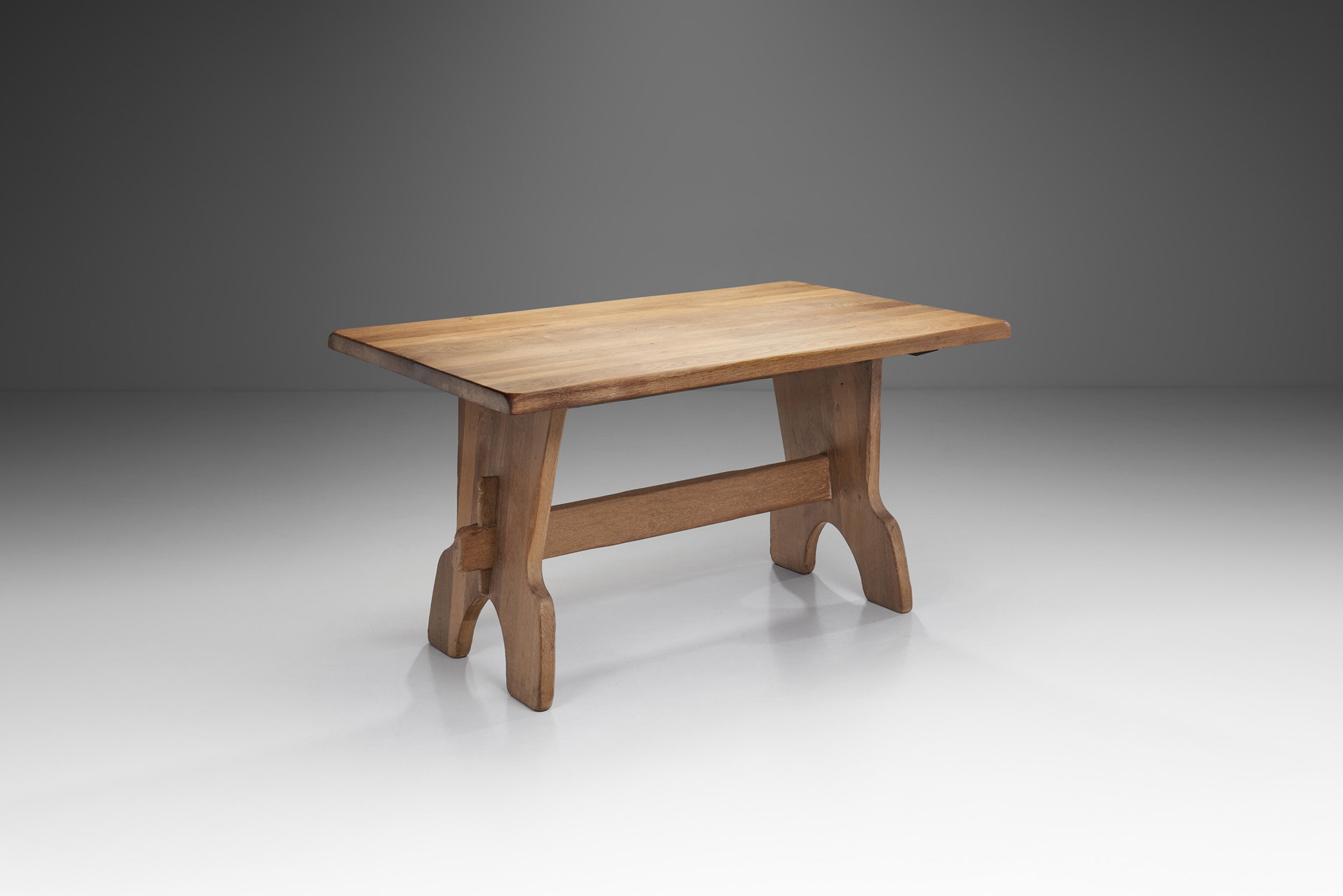 Belgian Brutalist Oak Dining Table, Belgium 1970s (sold)