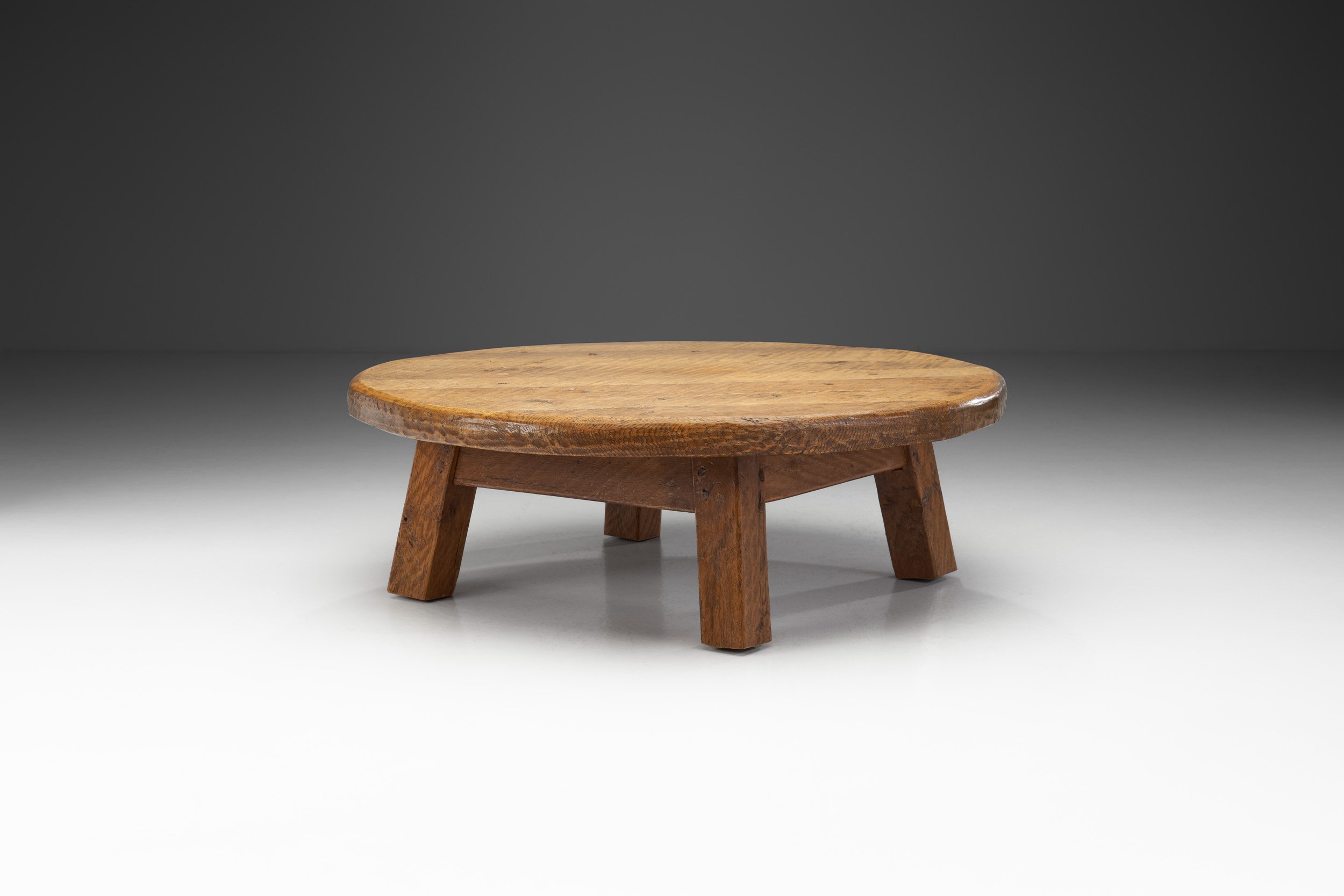French Low Oak Coffee Table, France ca 1950s (sold)