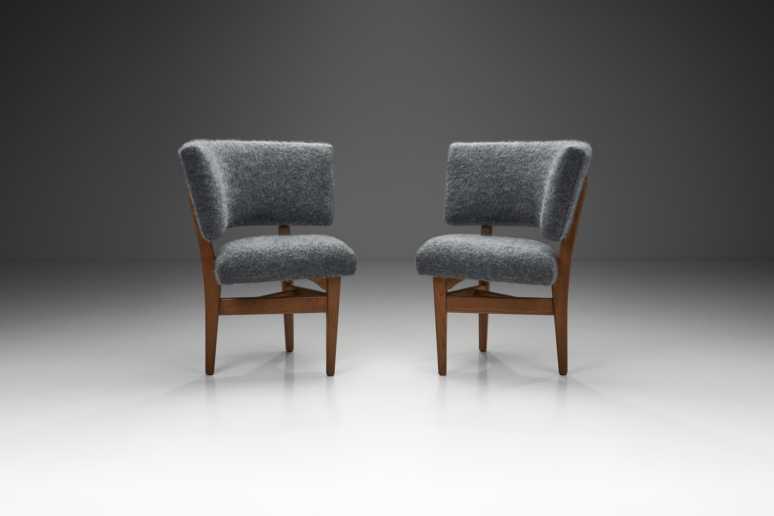 Karl Andersson & Söner Triangular Stained Pine Chairs, Sweden ca 1950s (sold)