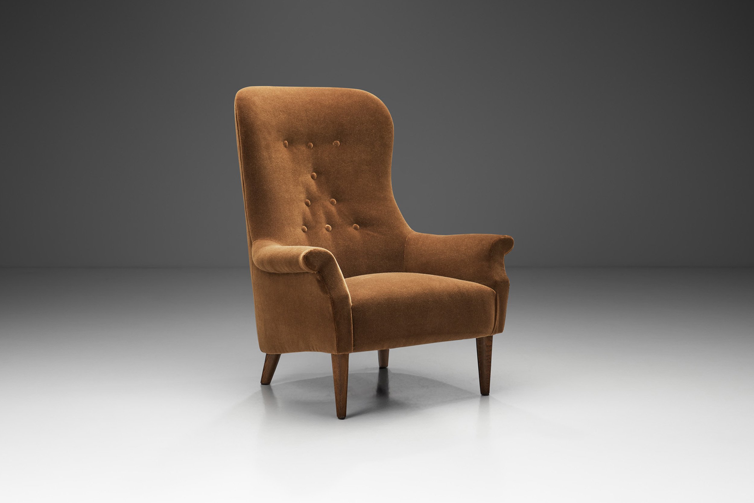 Swedish Modern Upholstered Lounge Chair, Sweden 1950s (sold)