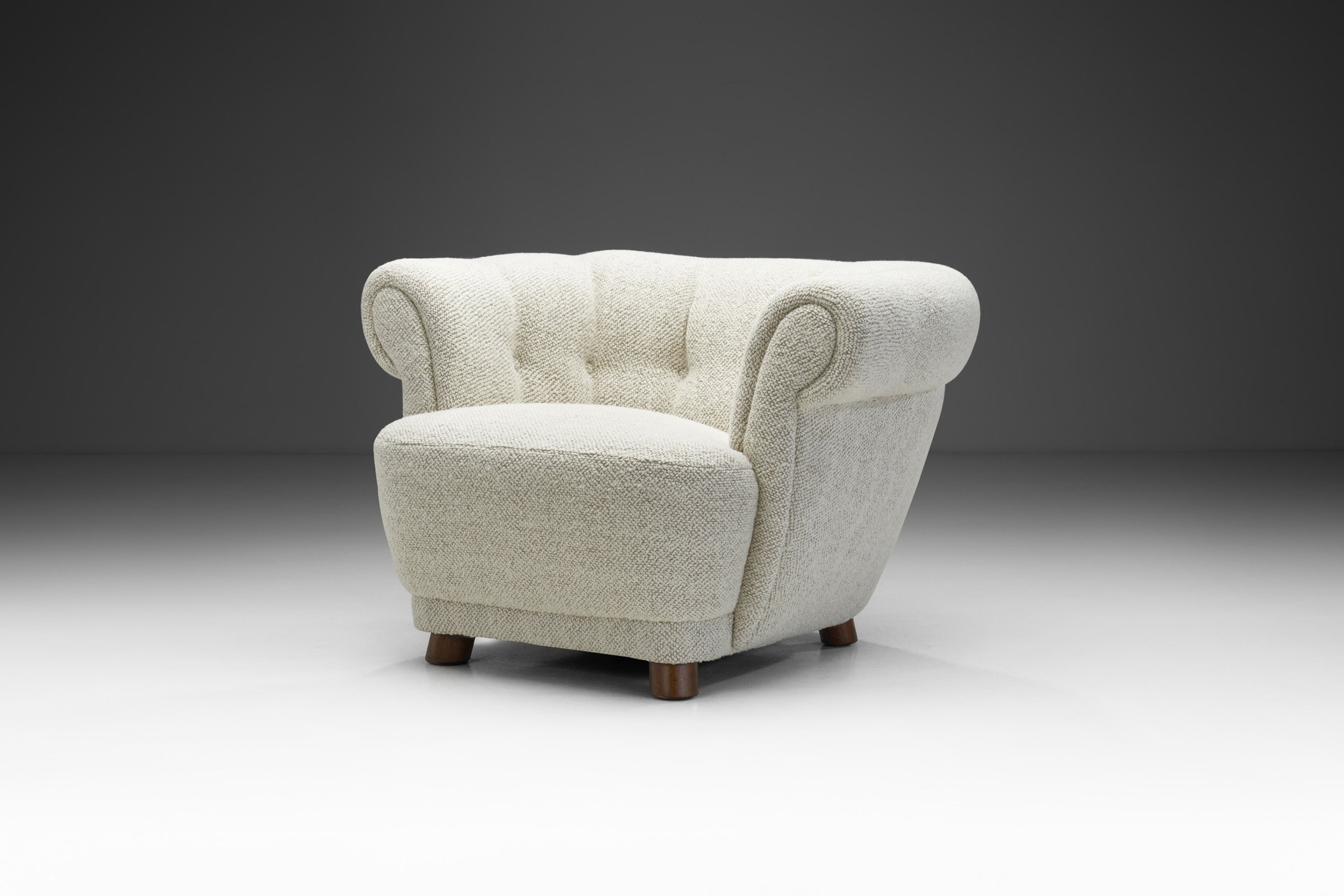 Danish Cabinetmaker Curved Easy Chair, Denmark ca 1940s