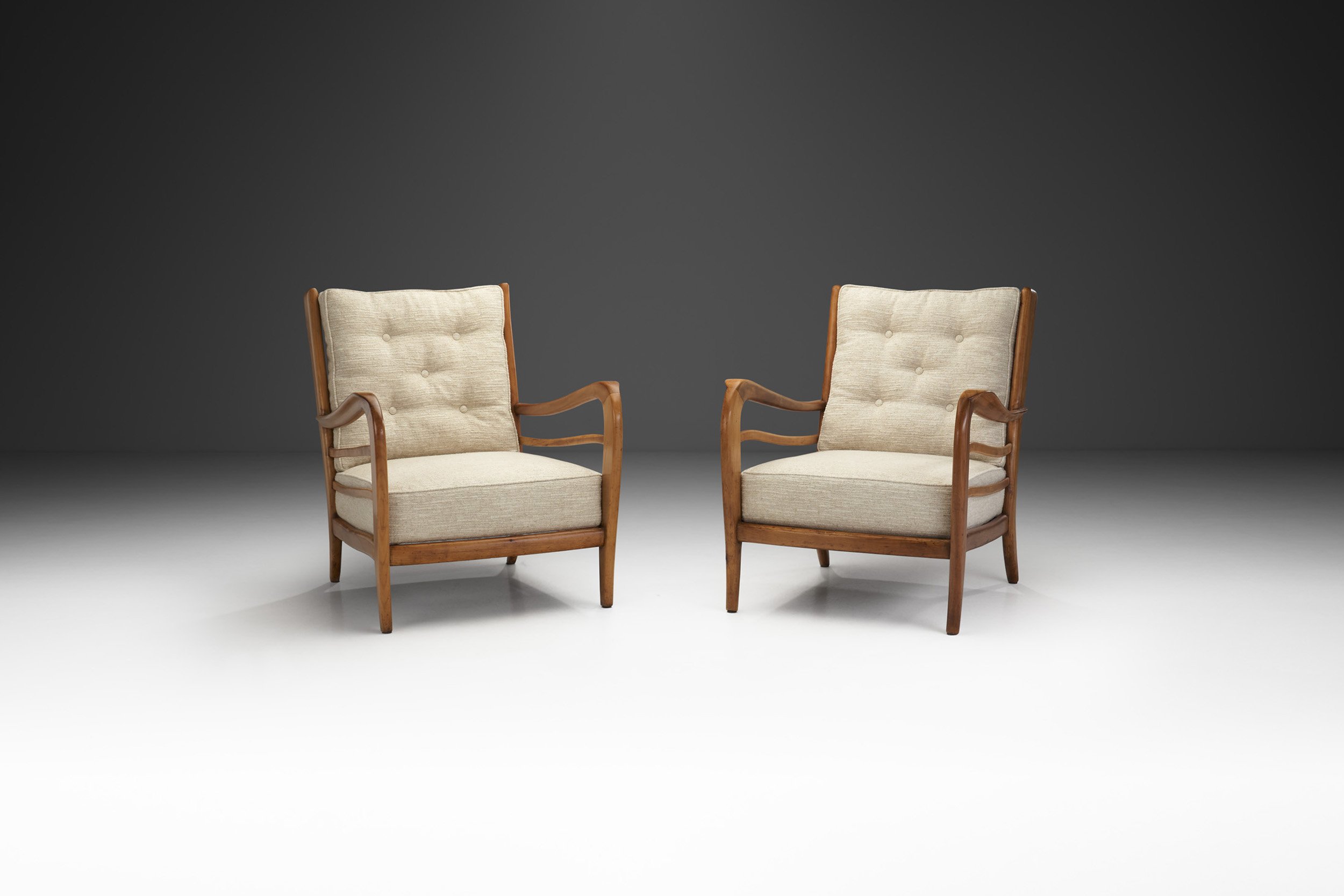 European Spindle Back Lounge Chairs, Europe ca 1960s (sold)