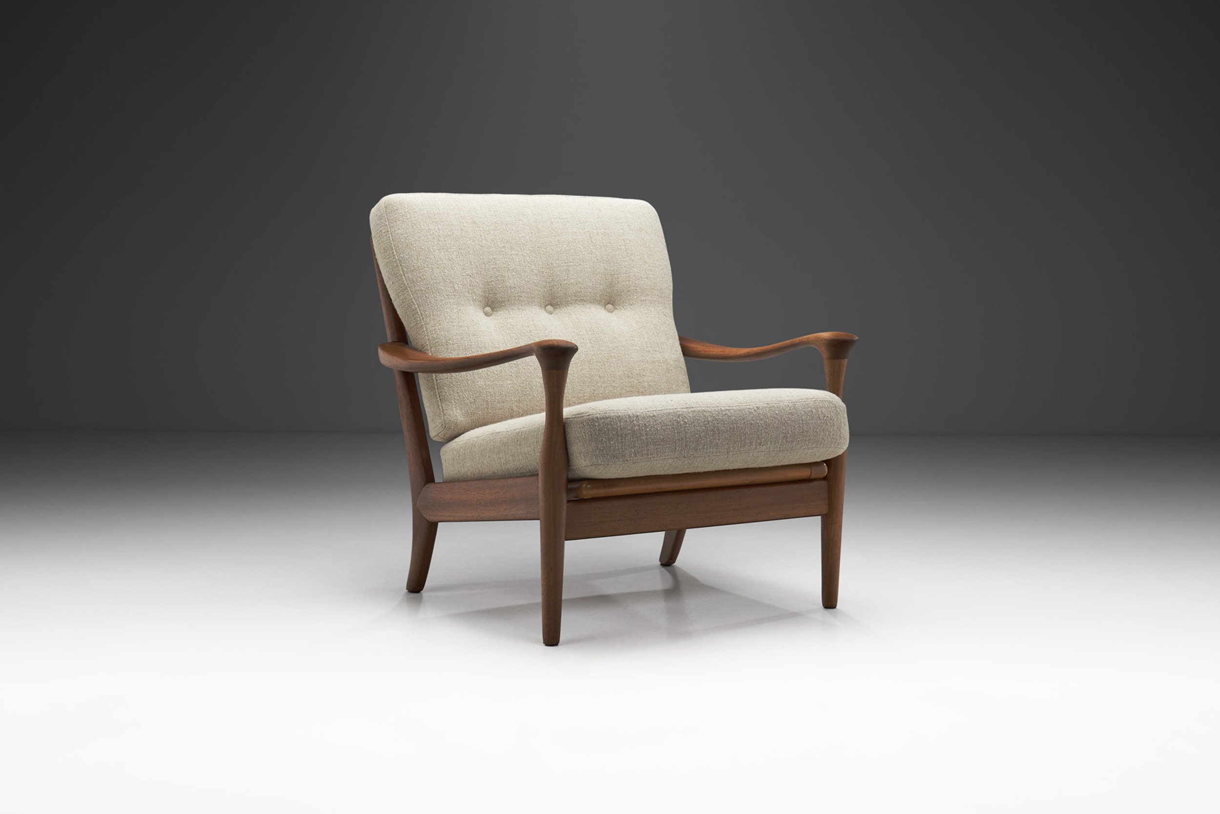 Mid-Century Modern European Armchair with Slat Back, Europe ca 1950s