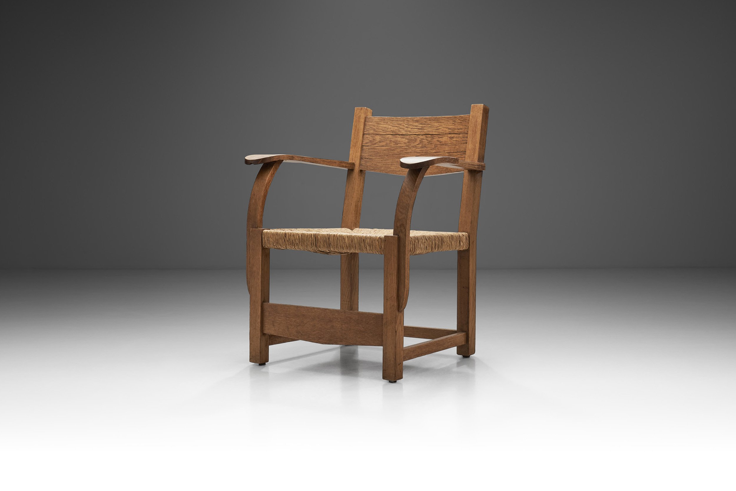 Oak Side Chair with Paper Cord Seat by a Danish Cabinetmaker, Denmark ca 1950s (sold)