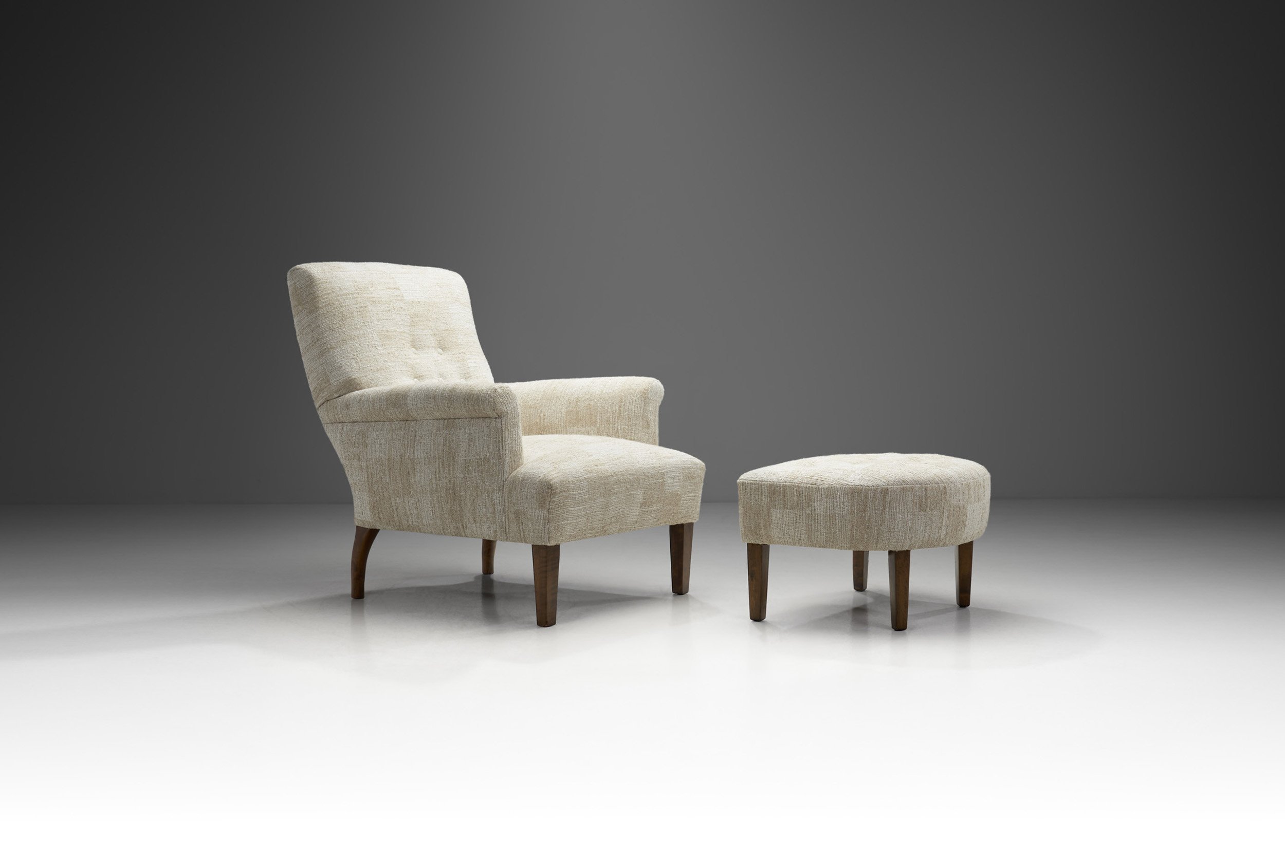 Swedish Modern Lounge Chair with Footstool, Sweden 1940s (sold)