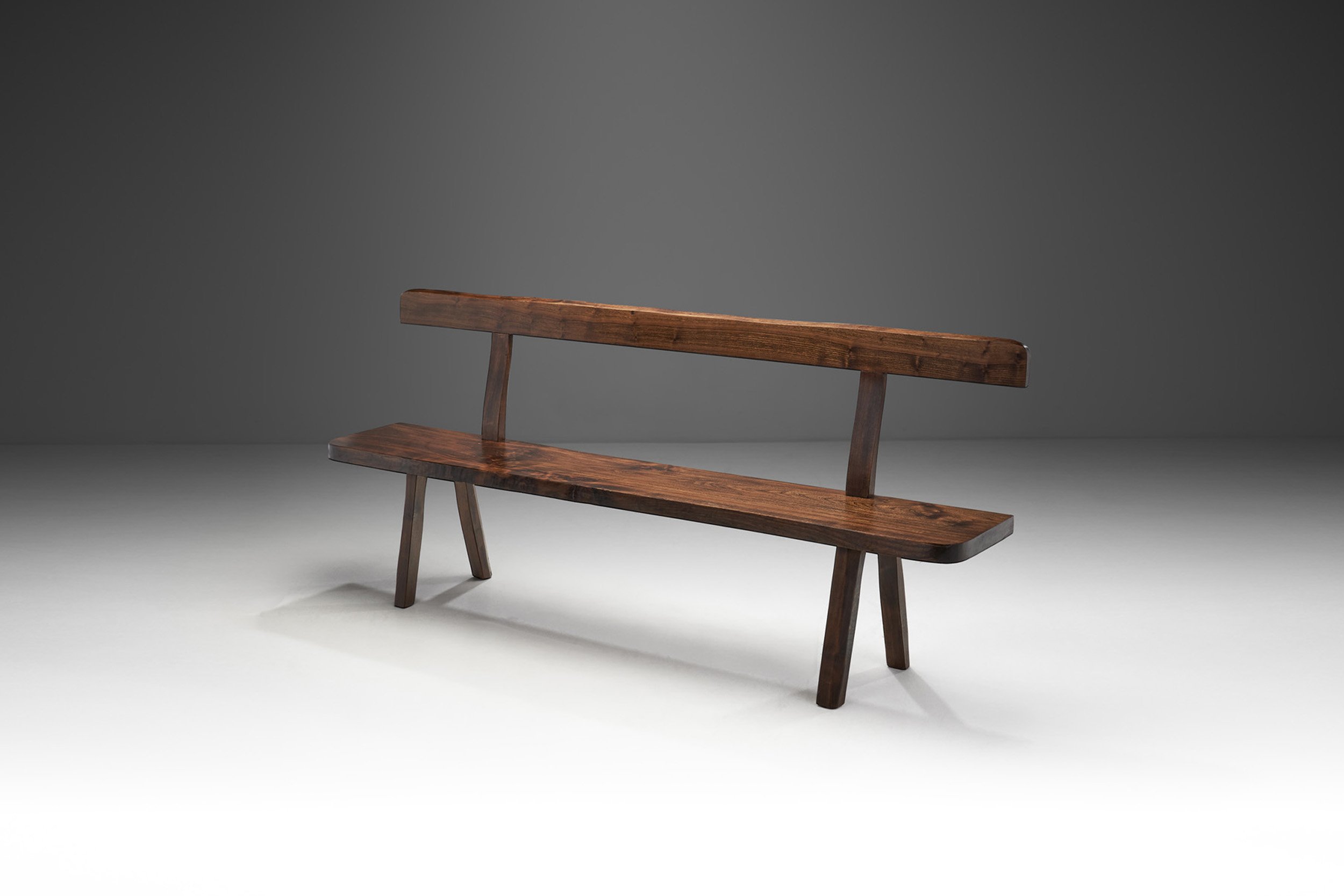 French Stained Wood Aranjou Edition Bench, France 1950s (sold)