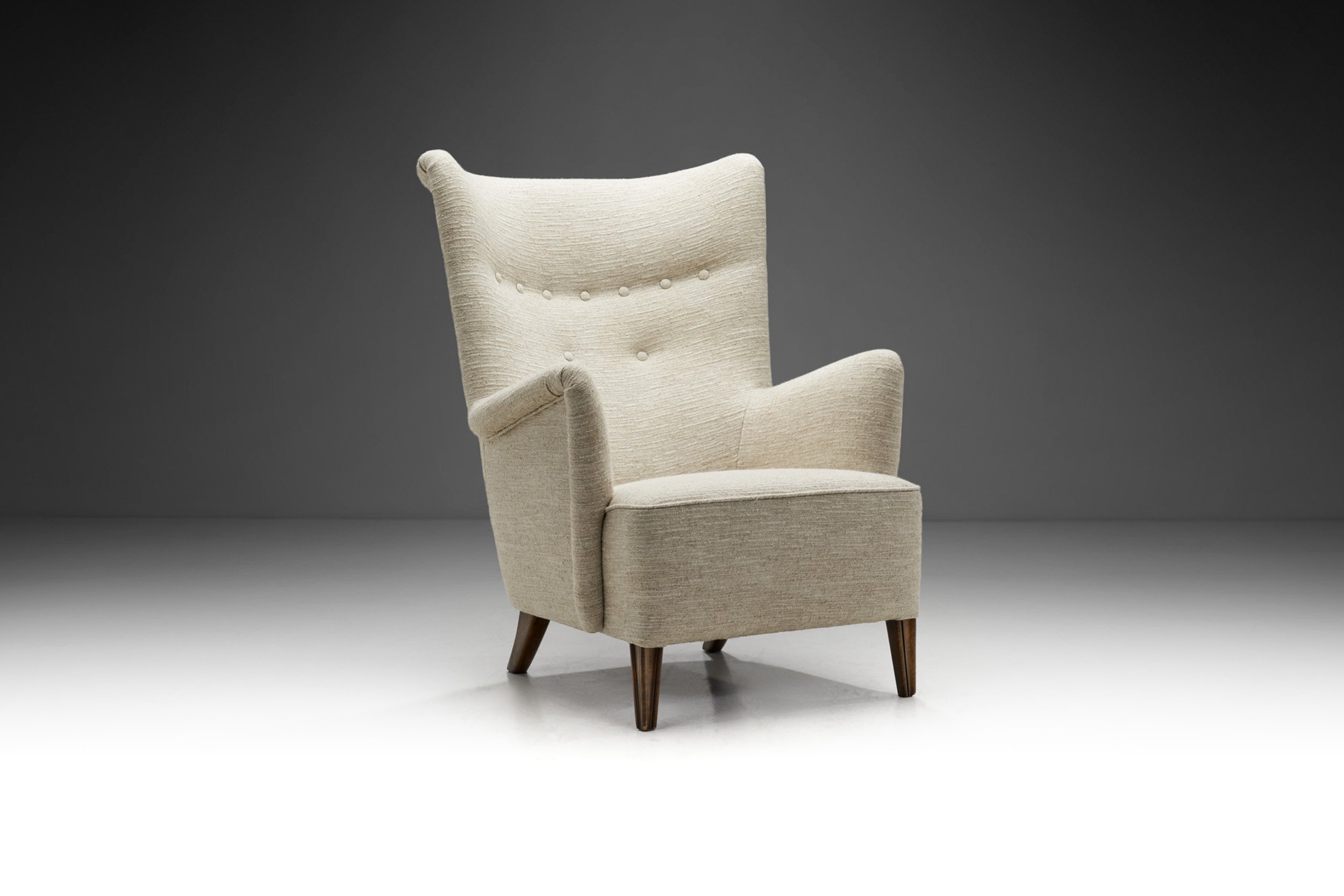 Scandinavian Upholstered Wingback Armchair, Scandinavia 1950s