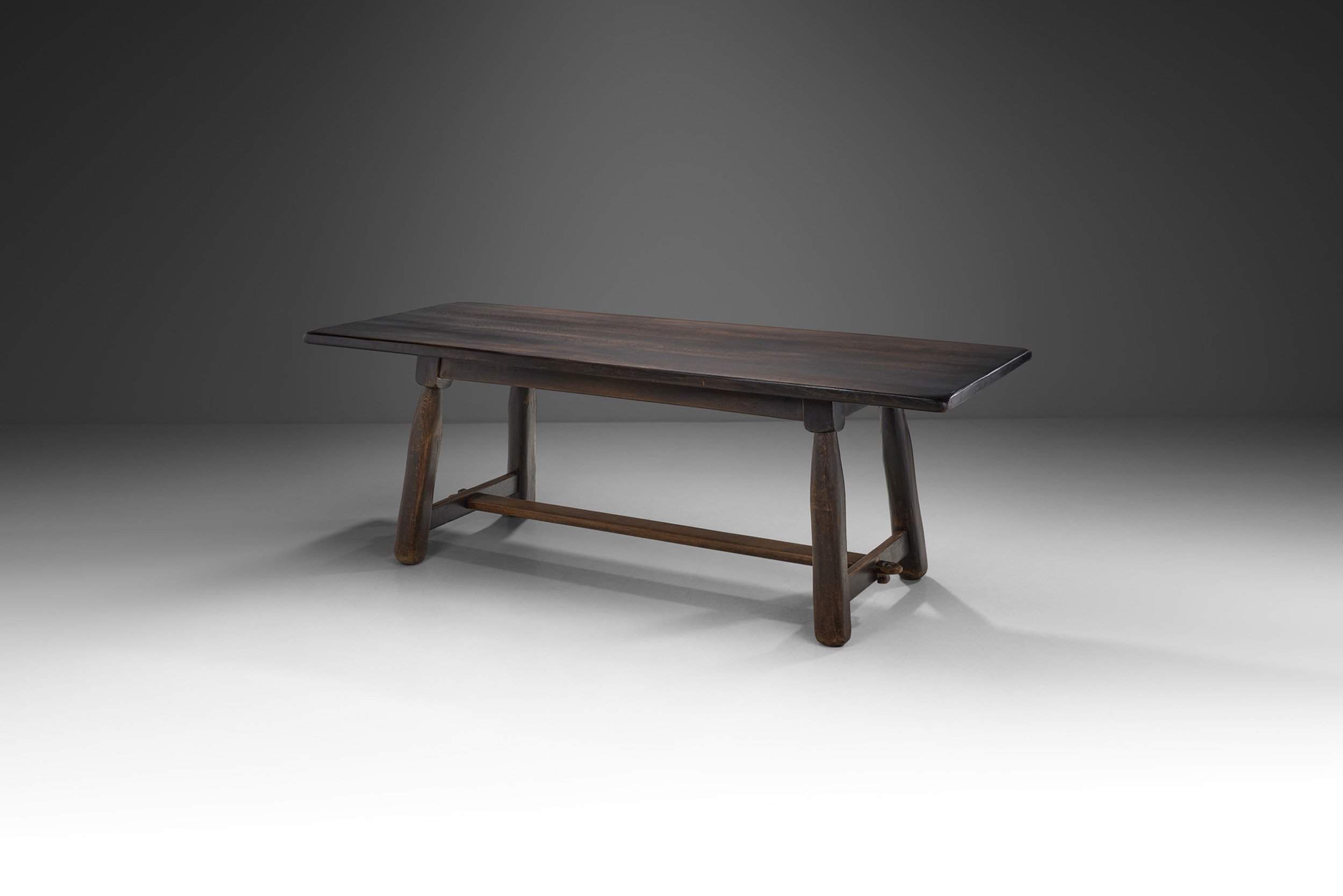 European Solid Wood Dining Table with Tenon and Mortise Joinery, Europe ca 1950s