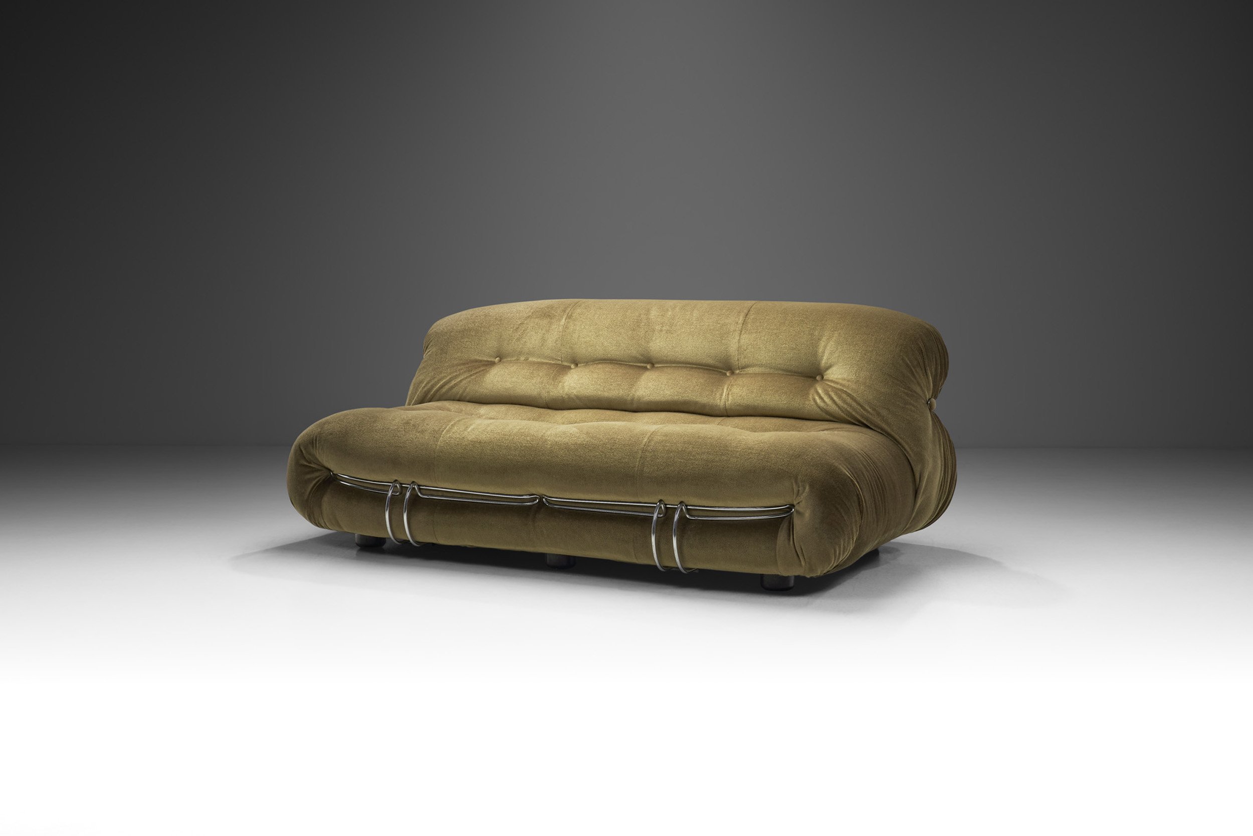Afra and Tobia Scarpa "Soriana" Two-Seater Sofa in Velour, Italy 1969 (sold)