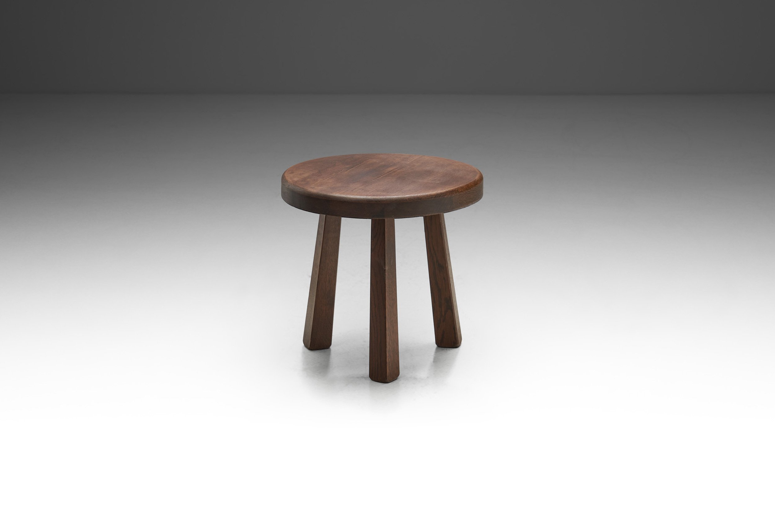 Organic Mid-Century Tripod Wood Stool, Europe ca 1950s (sold)