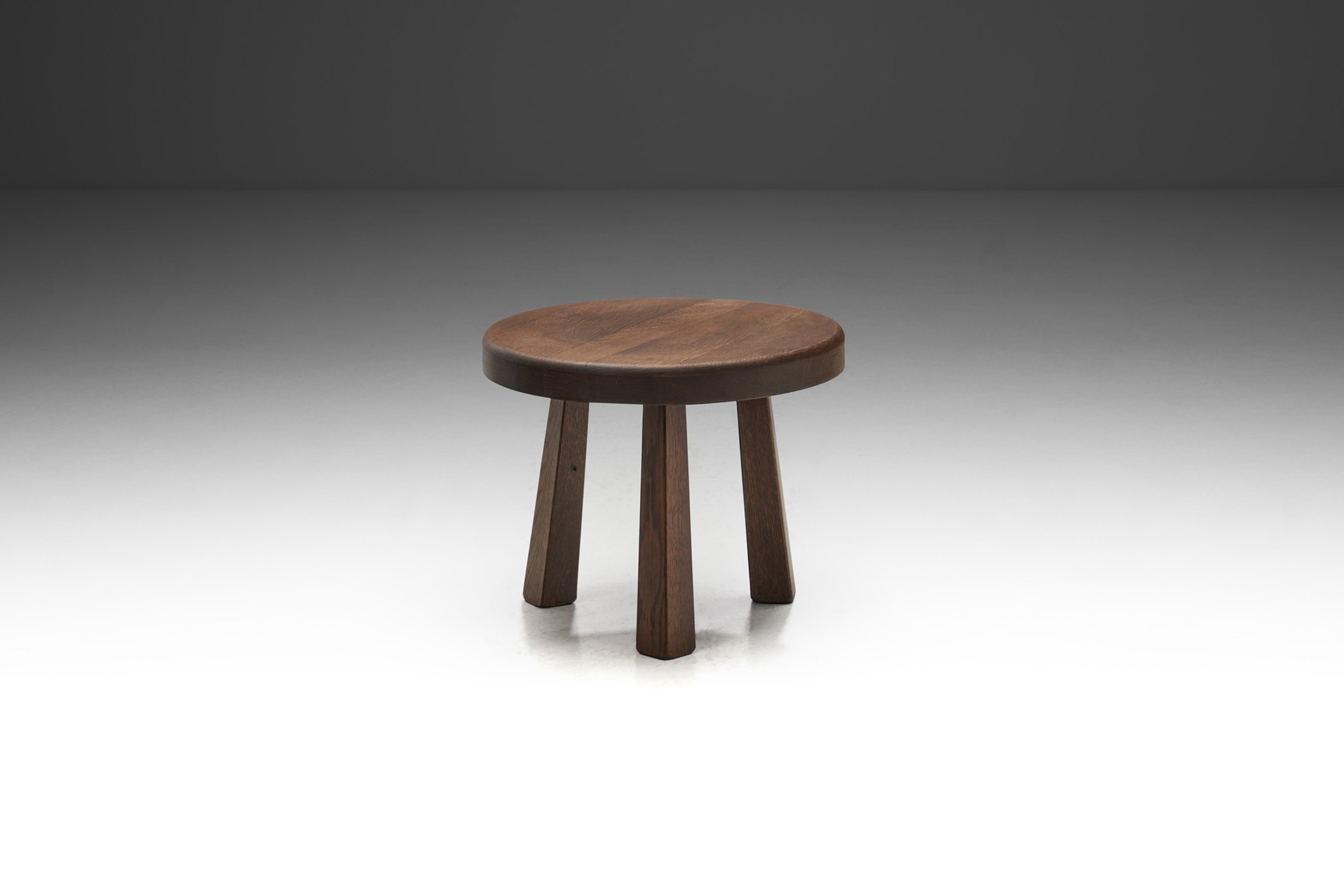 Organic Mid-Century Solid Wood Stool, Europe ca 1950s (sold)