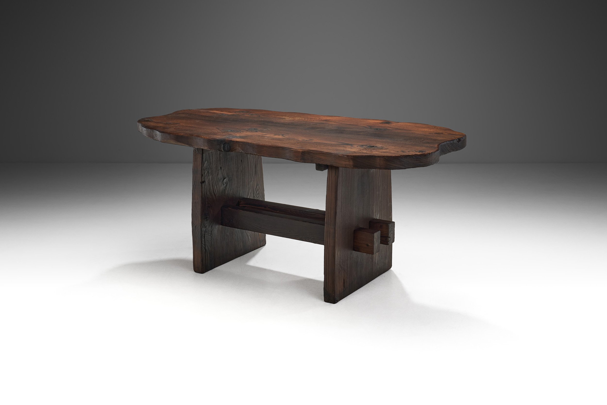 European Organic Wood Dining Table with Beautiful Grain, Europe ca 1950s (sold)