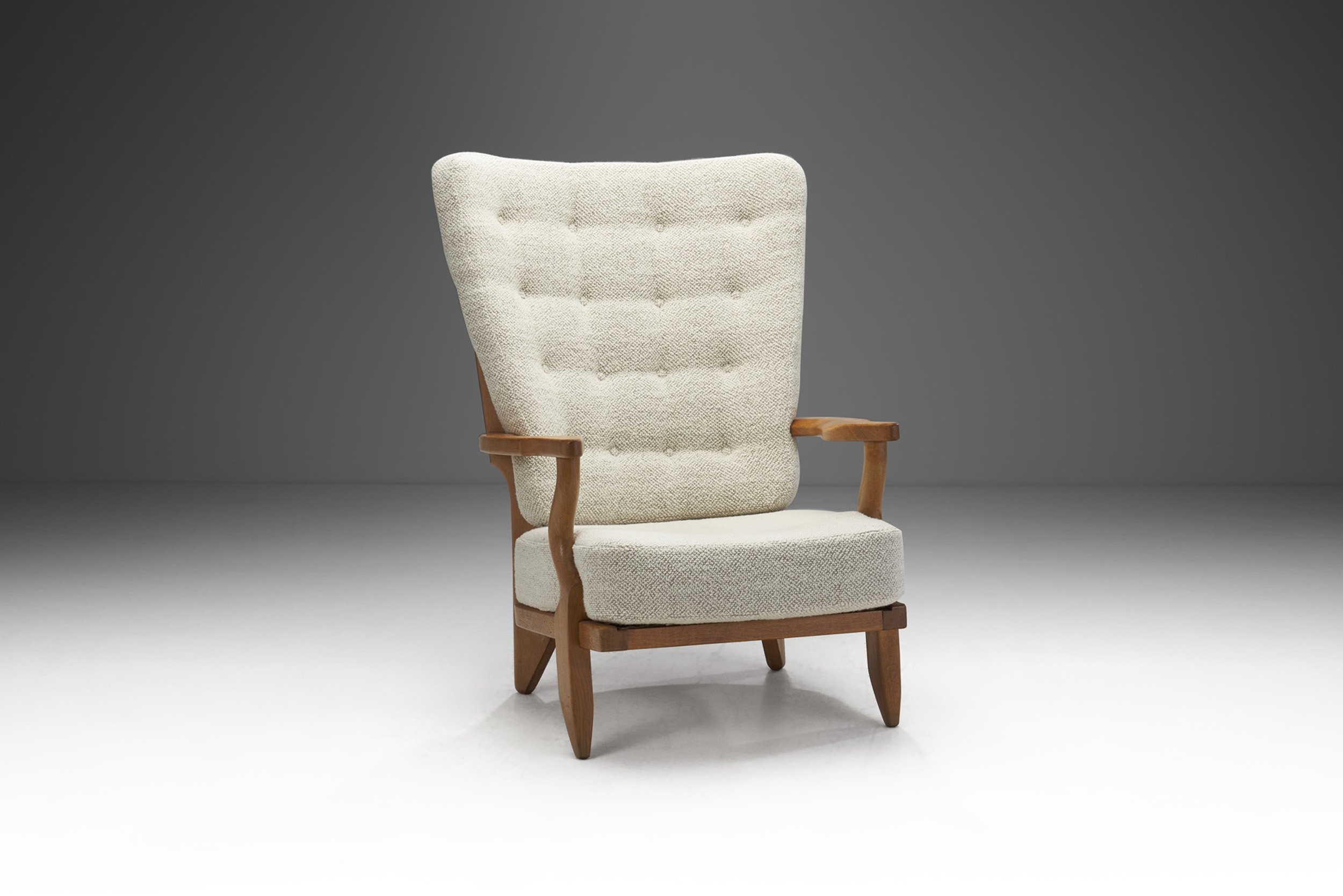 Oaken “Grand Repos” Lounge Chair by Guillerme et Chambron for Votre Maison, France 1950s