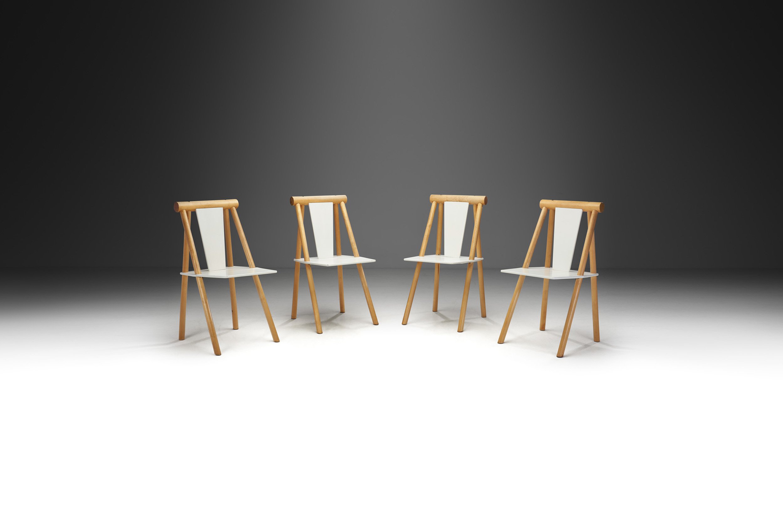 Set of Sculptural European Dining Chairs, Europe late 20th century