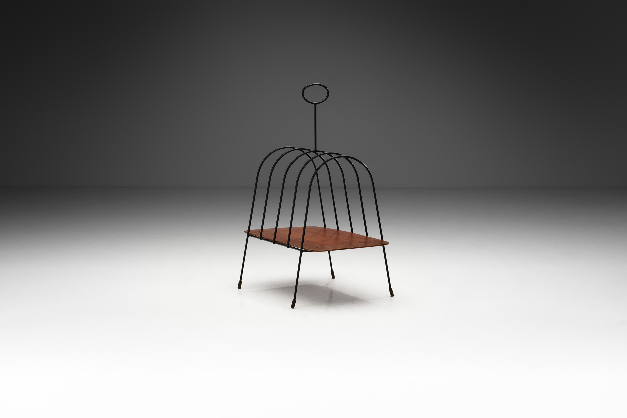 Bas van Pelt Black Lacquered Metal Magazine Rack for My Home, The Netherlands 1950s