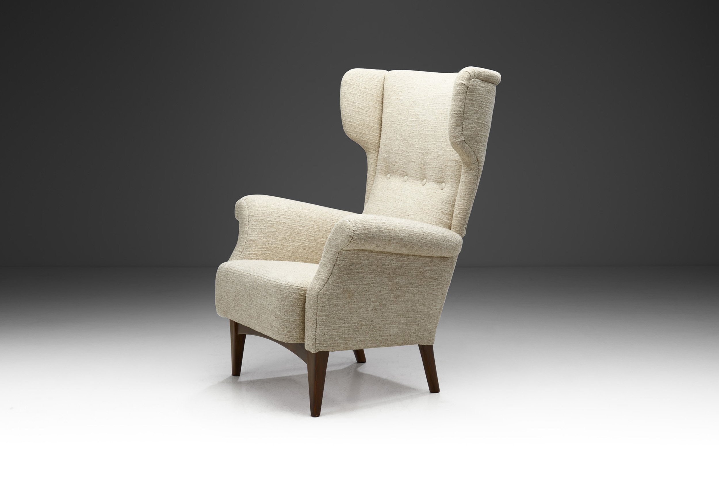 Fritz Hansen Model "FH 8023" Wingback Armchair in Bouclé, Denmark 1950s