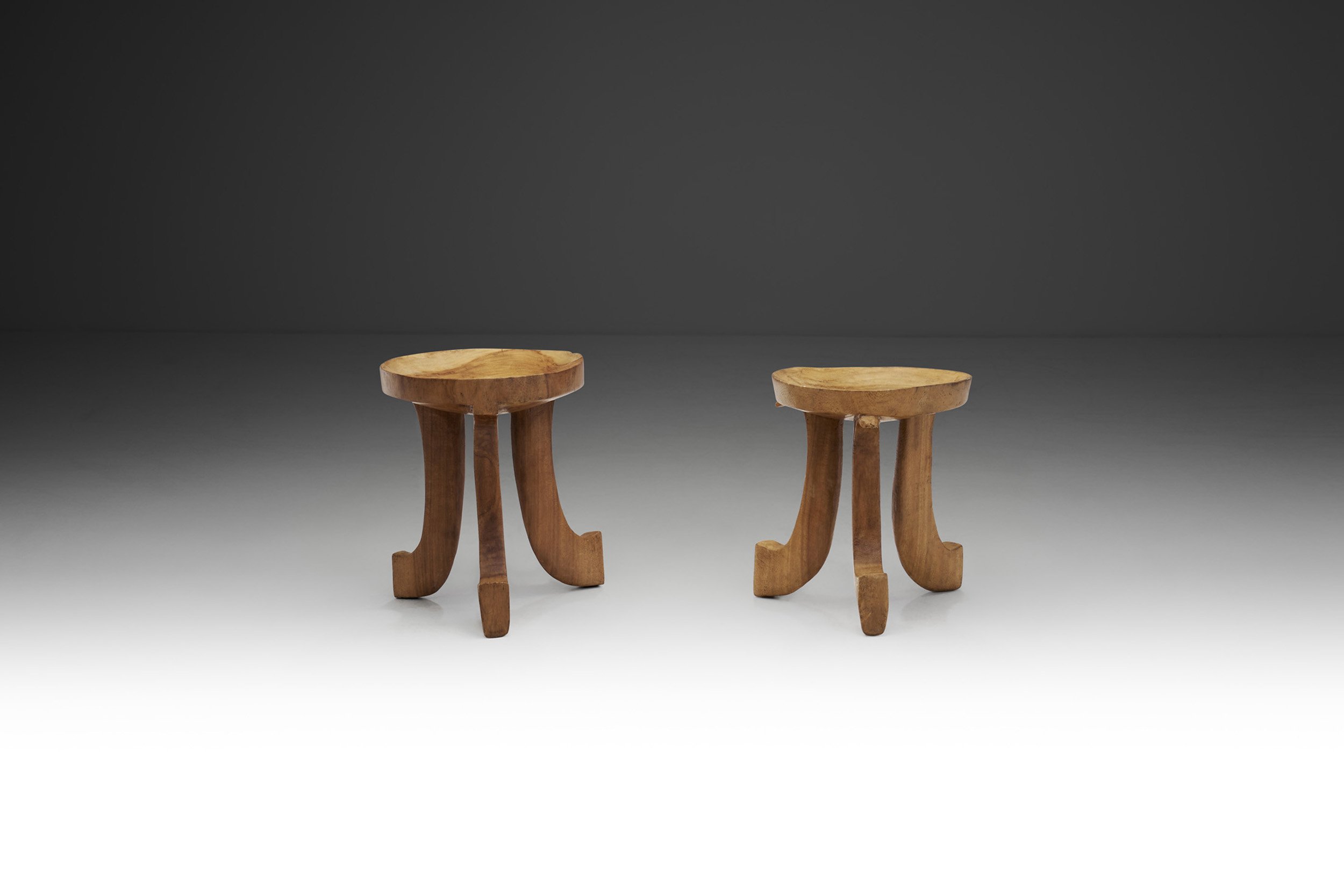 Ethiopian-Style Stool with Scrolled legs, Norway first half of the 20th century (sold)
