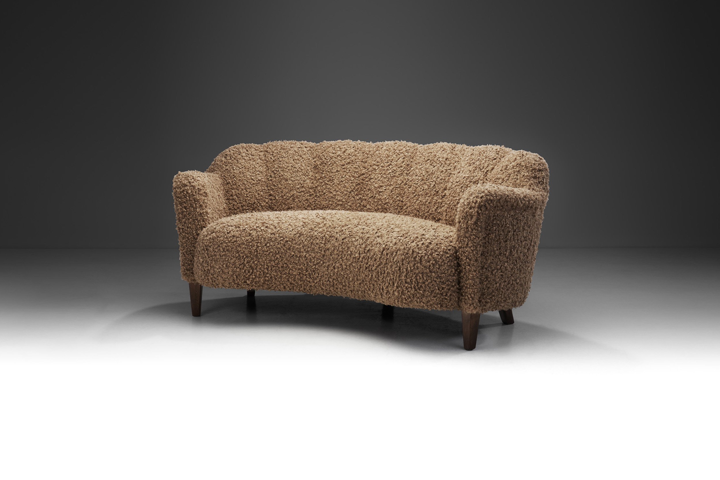 Northern European Curved Three-seater Sofa, Europe ca 1950s