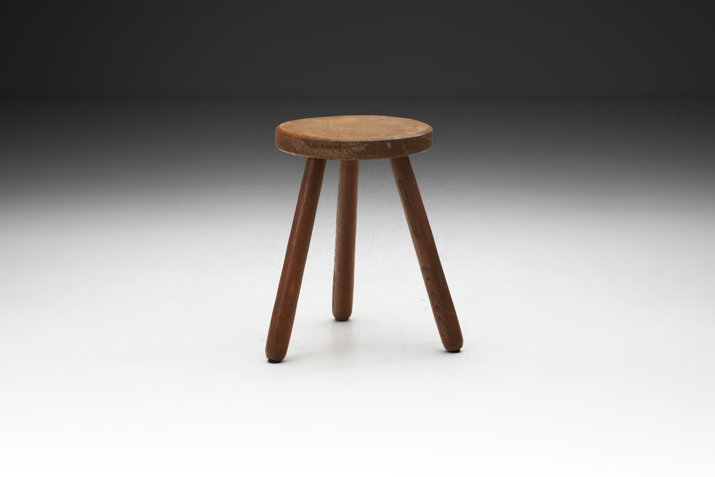 European Solid Wood Tripod Stool, Europe ca 1950s (sold)