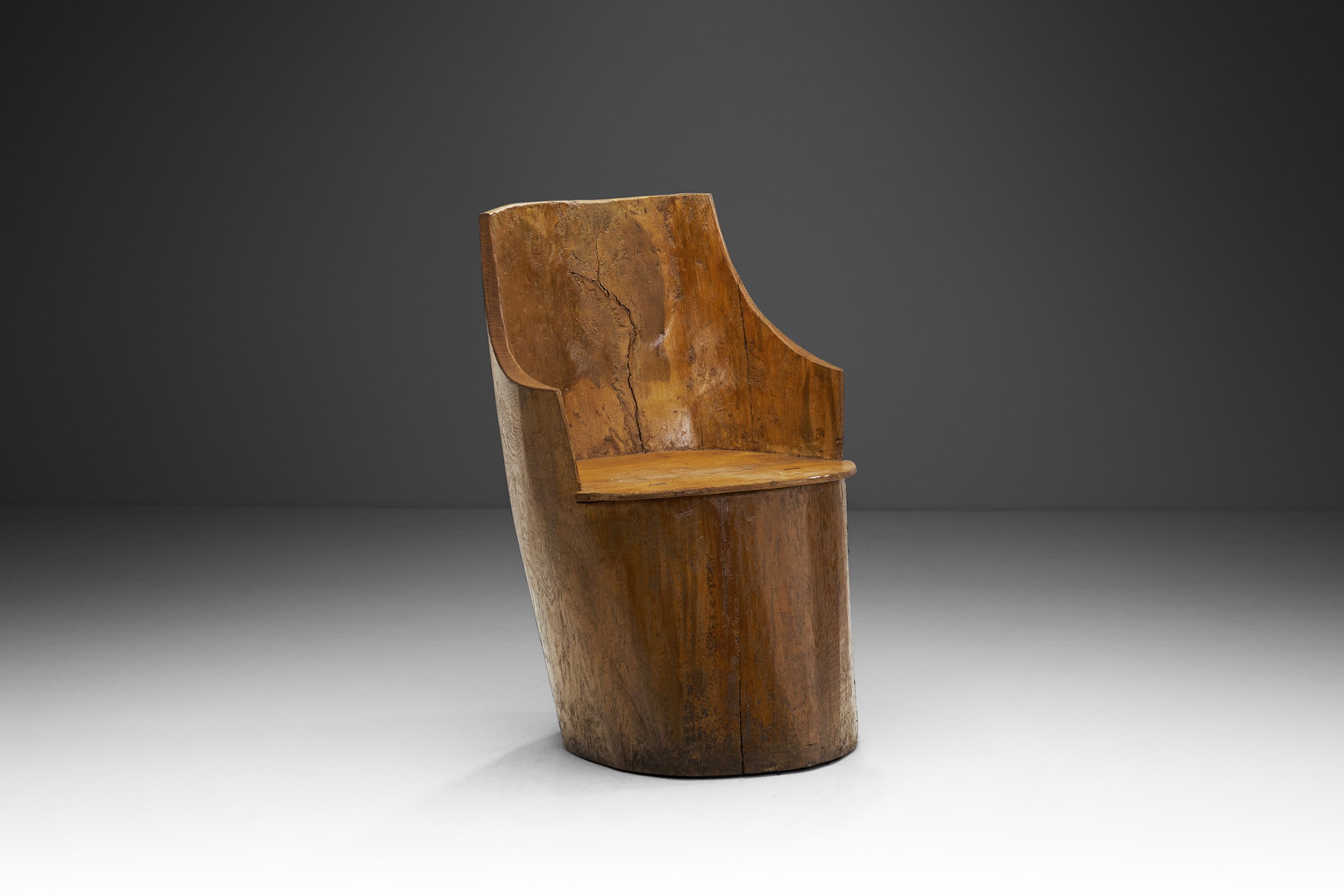 Traditional Norwegian Carved Kubbestol, Norway early 20th century (sold)