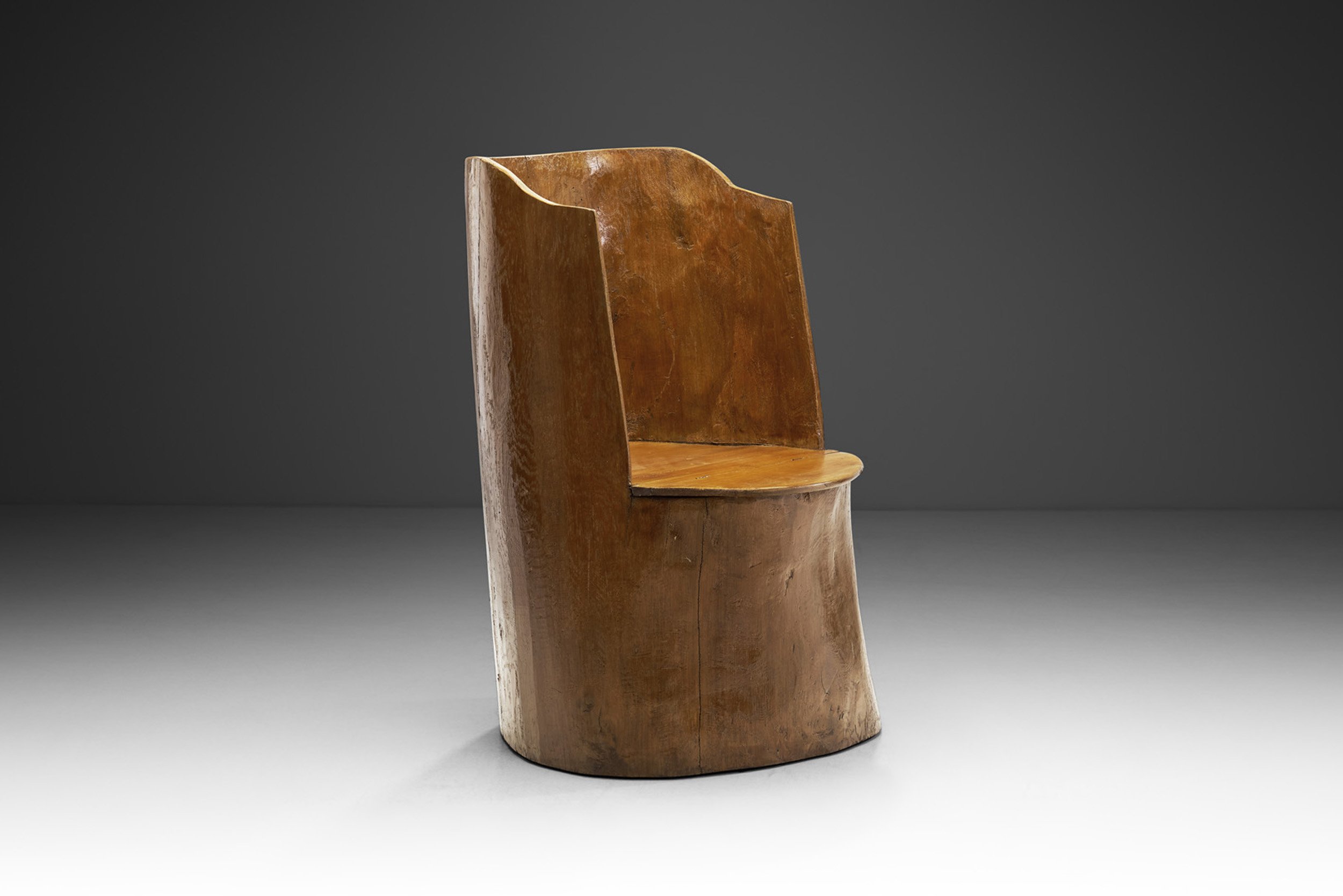 Traditional Norwegian Carved Kubbestol, Norway early 20th century (sold)