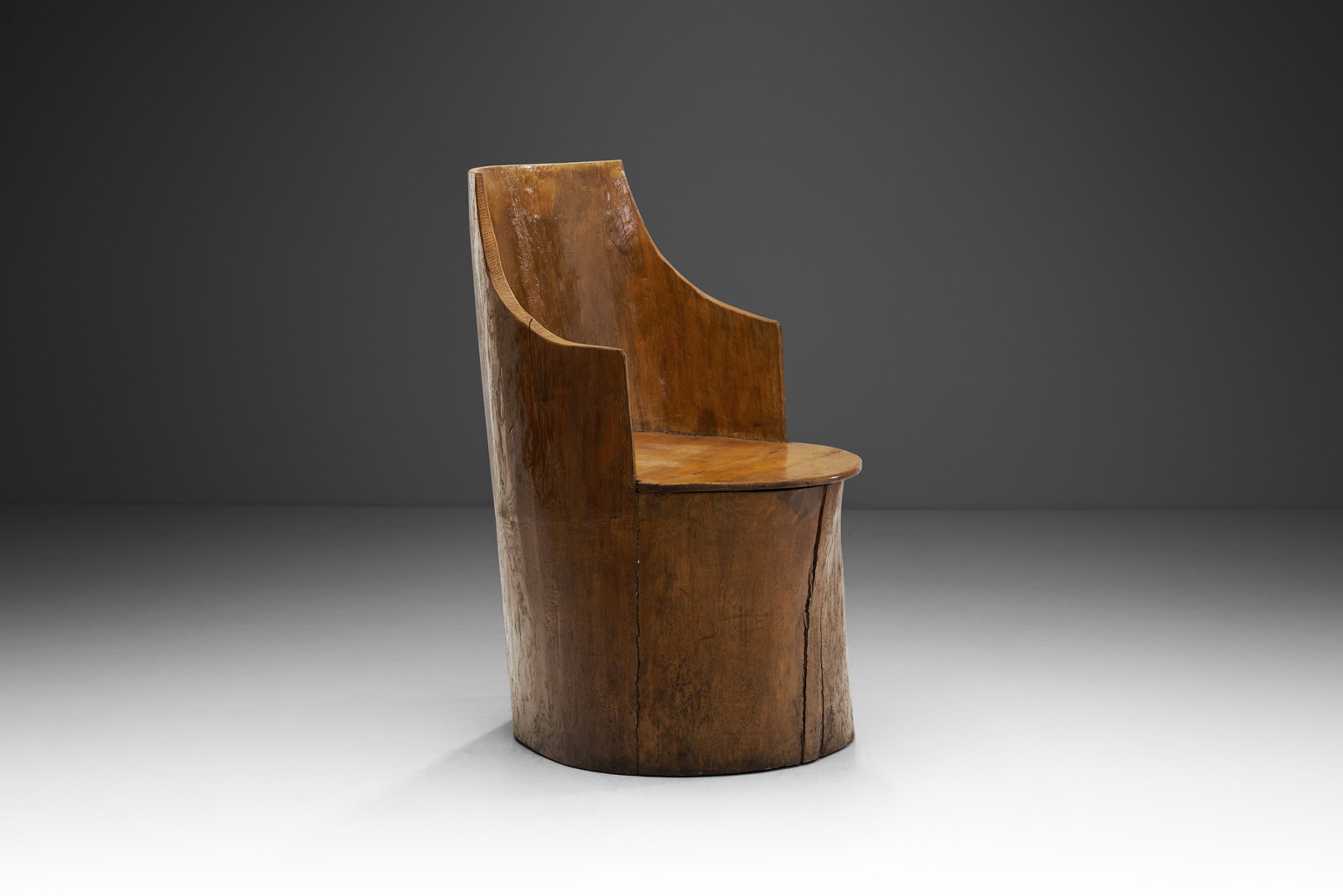 Traditional Norwegian Carved Kubbestol, Norway early 20th century (sold)
