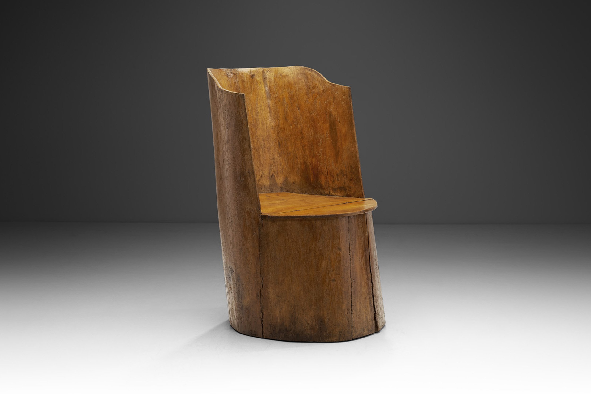 Traditional Norwegian Carved Kubbestol, Norway early 20th century (sold)