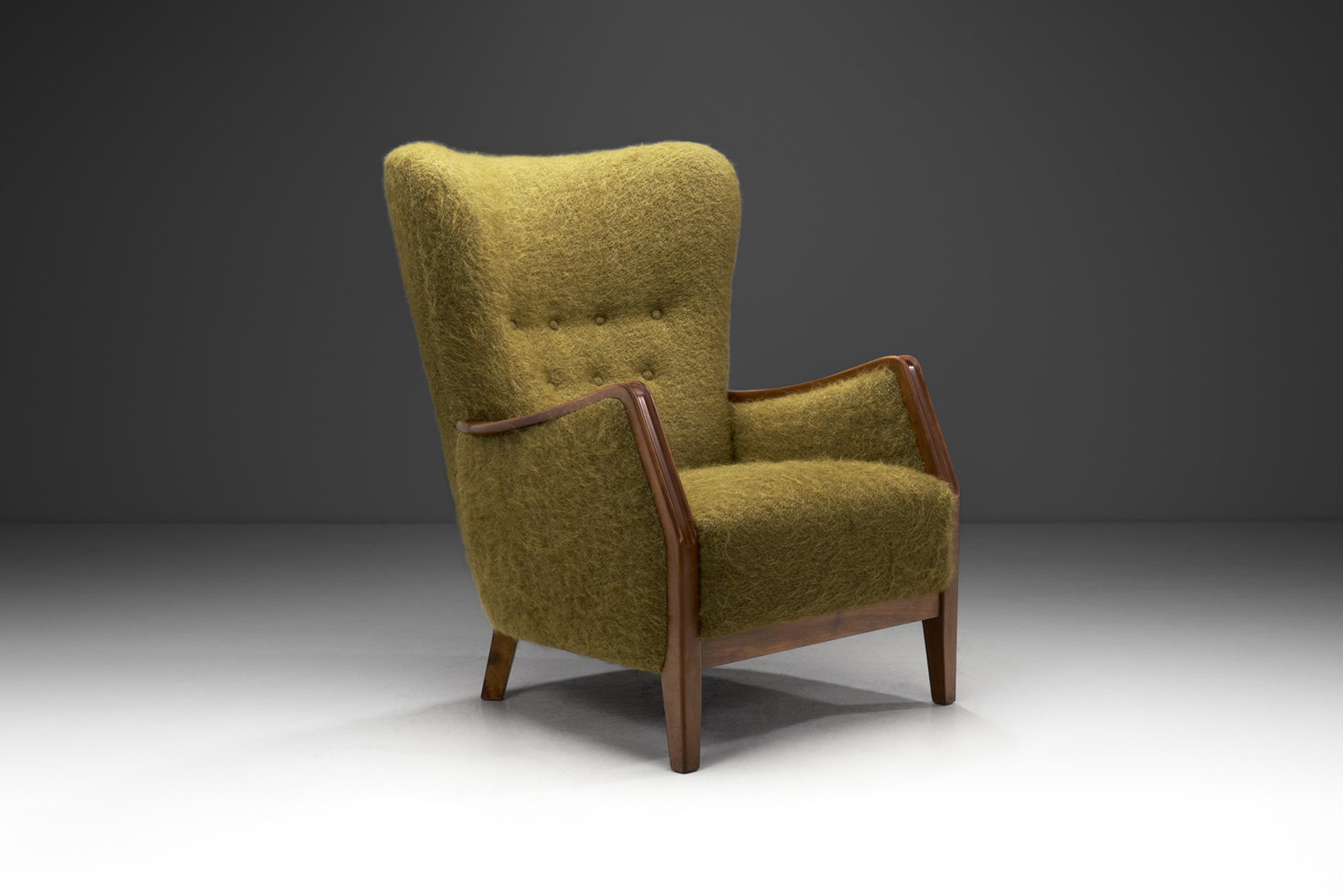 Danish Modern Armchair with Wooden Details, Denmark 1950s (sold)