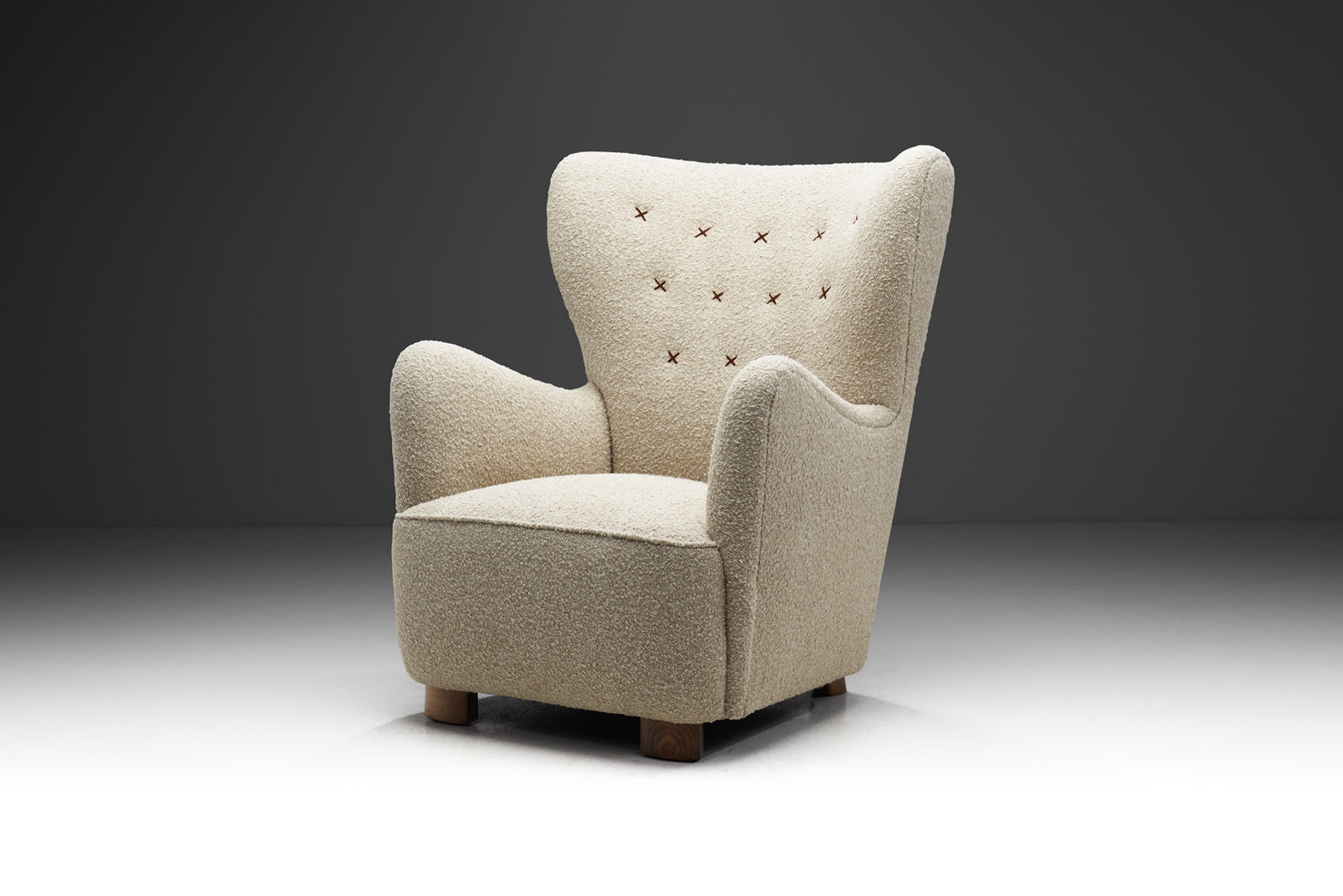 Lounge Chair with Stained Beech Legs by Danish Cabinetmaker, Denmark 1940s