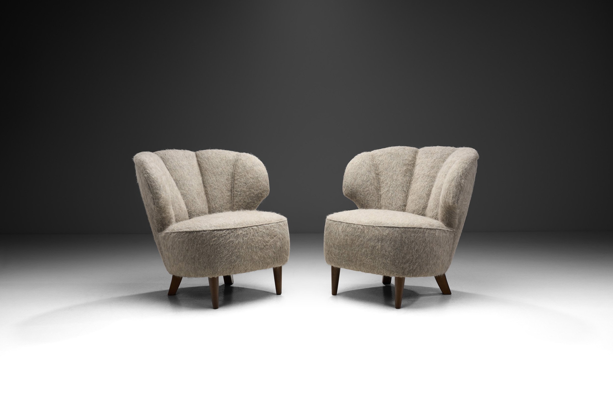 Mid-Century Modern Easy Chairs with Lacquered Wood Legs, Scandinavia 1950s