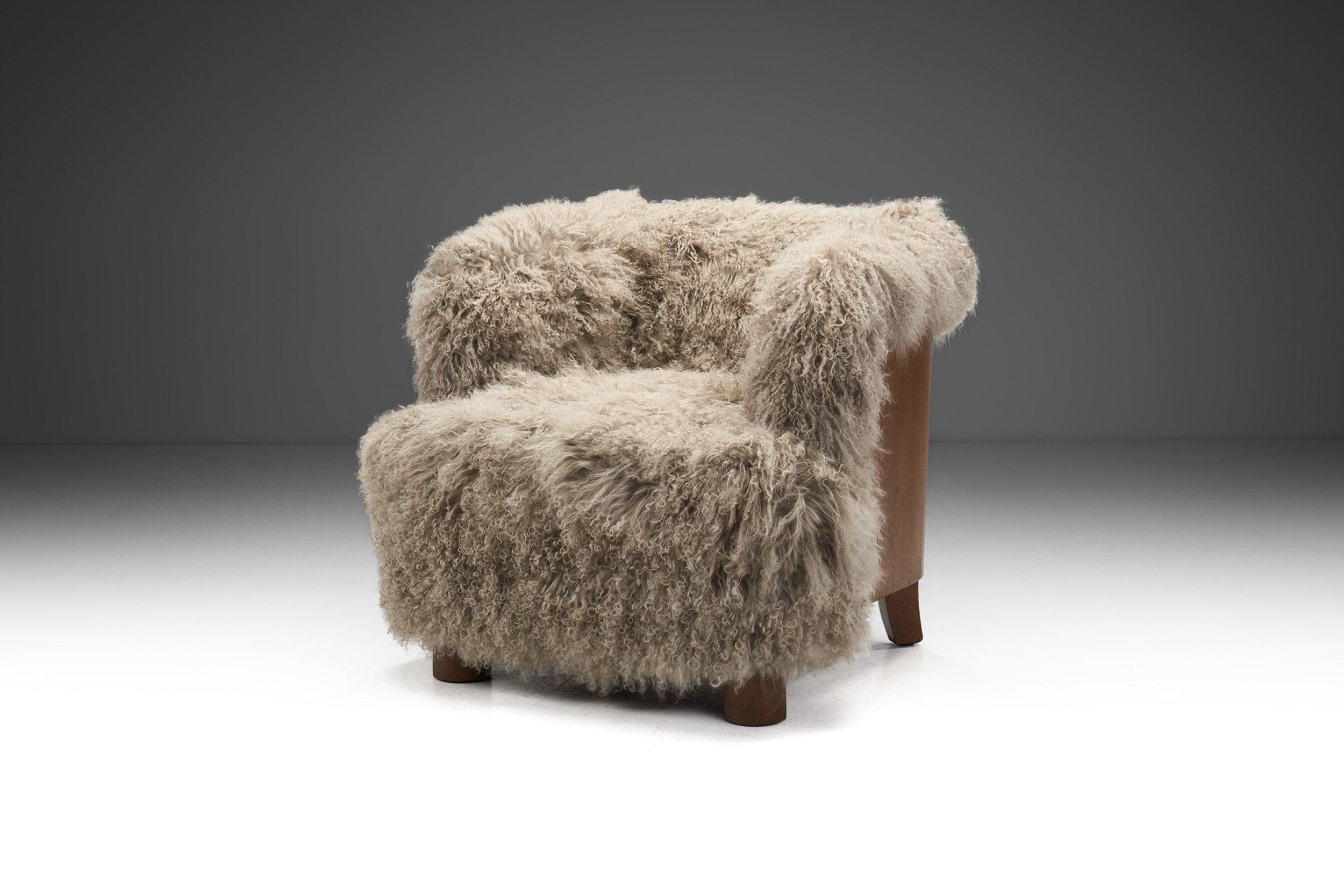 Easy Chair in Mongolian Shearling, Europe ca 1950s (sold)