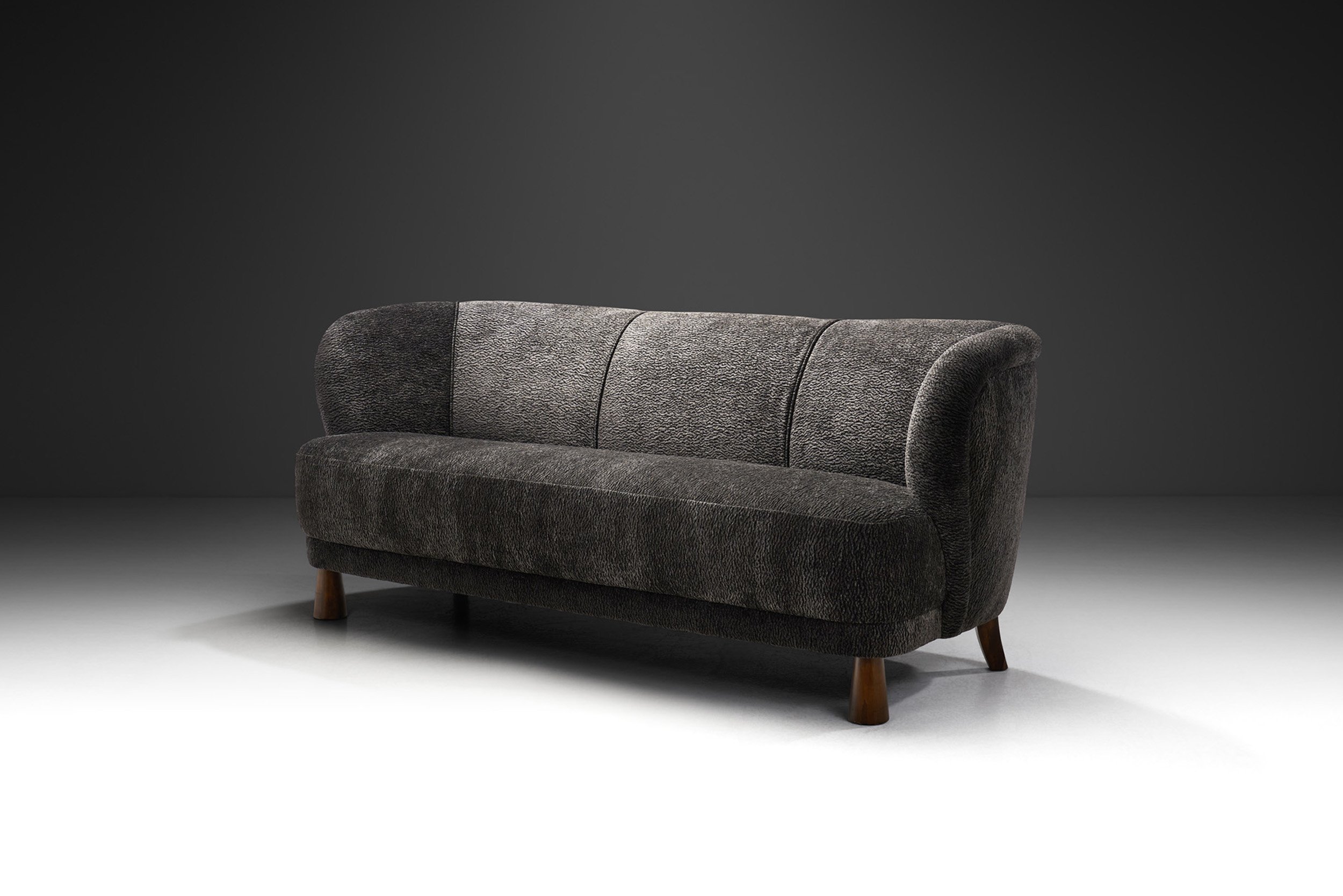 Danish Cabinetmaker Three-Seater Sofa with Stained Wood Club Feet, Denmark ca 1950s